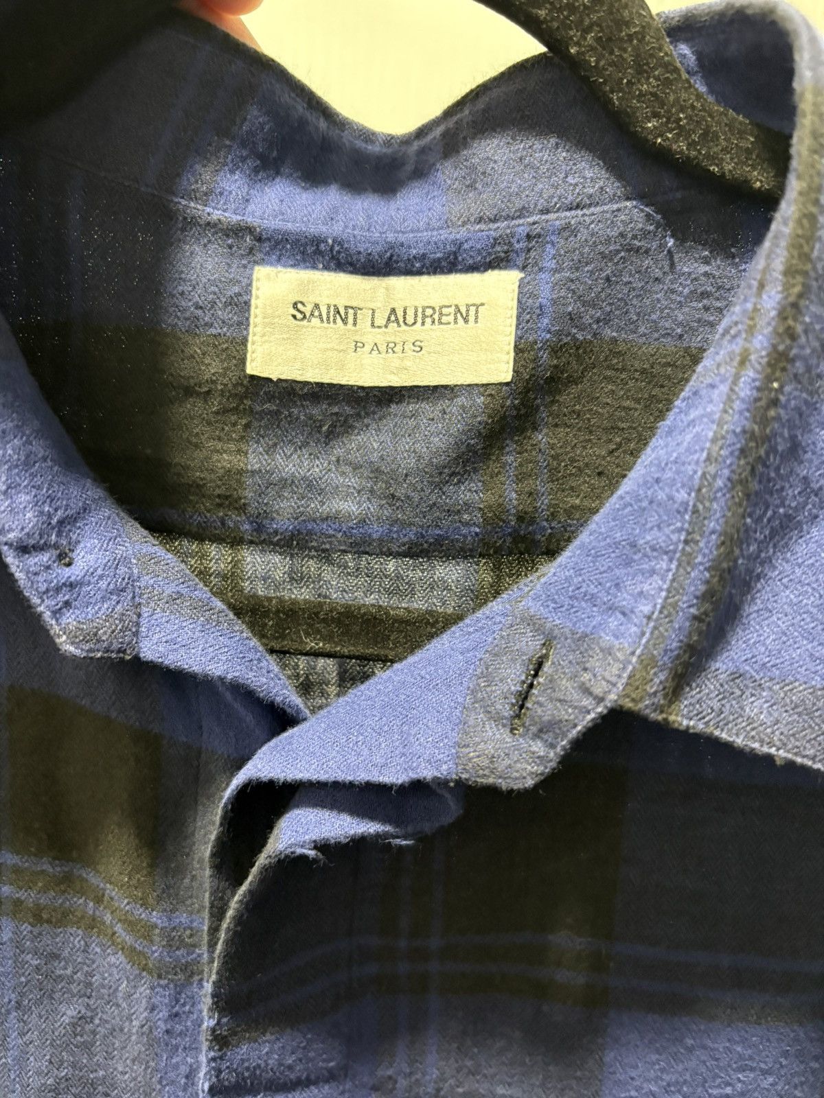 Saint Laurent Paris Saint Laurent Paris Blue Plaid Flannel Size US XL / EU 56 / 4 - 3 Thumbnail