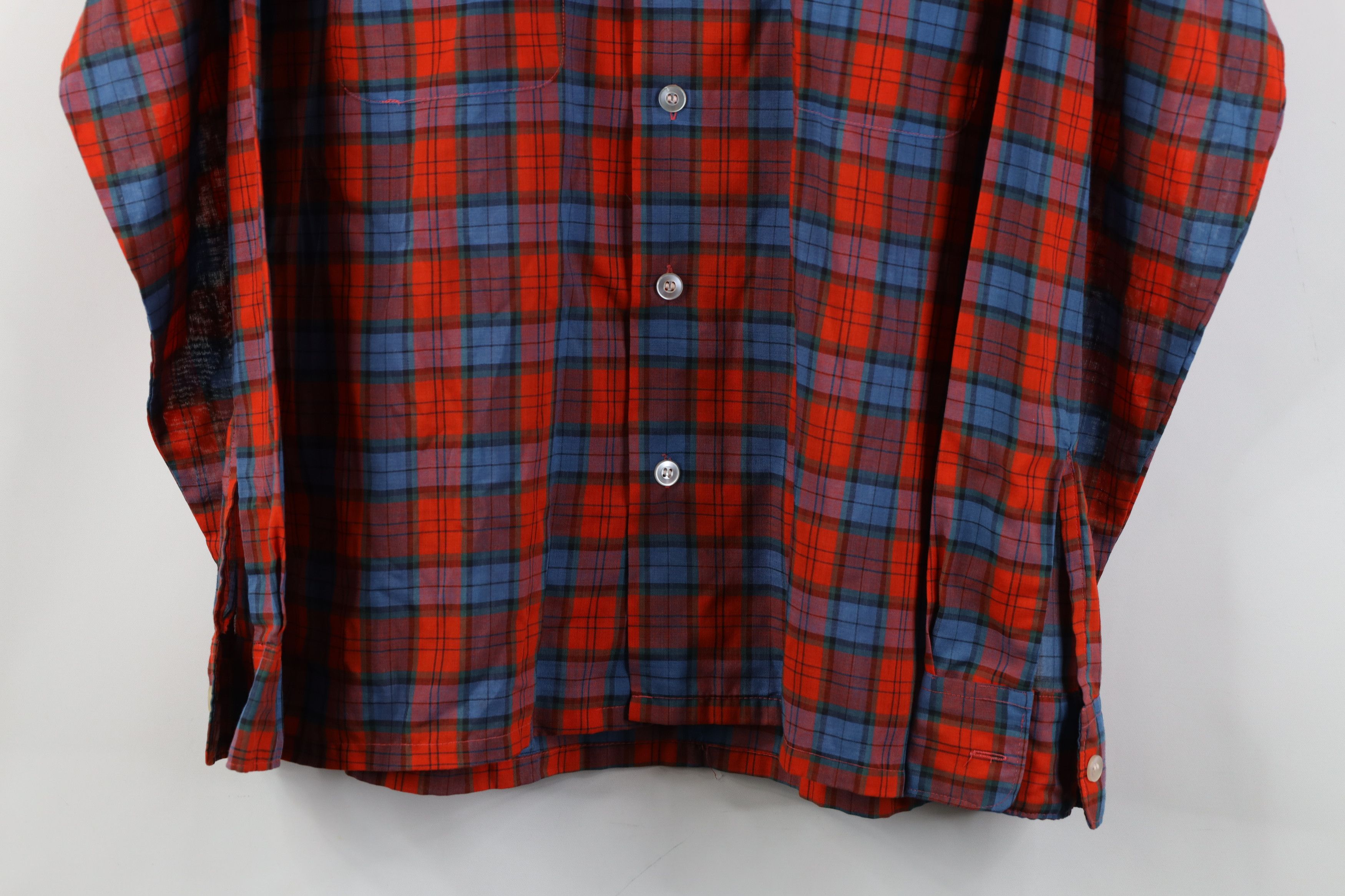 Vintage Vintage 60s Streetwear Collared Button Shirt Red Plaid Size US M / EU 48-50 / 2 - 3 Thumbnail