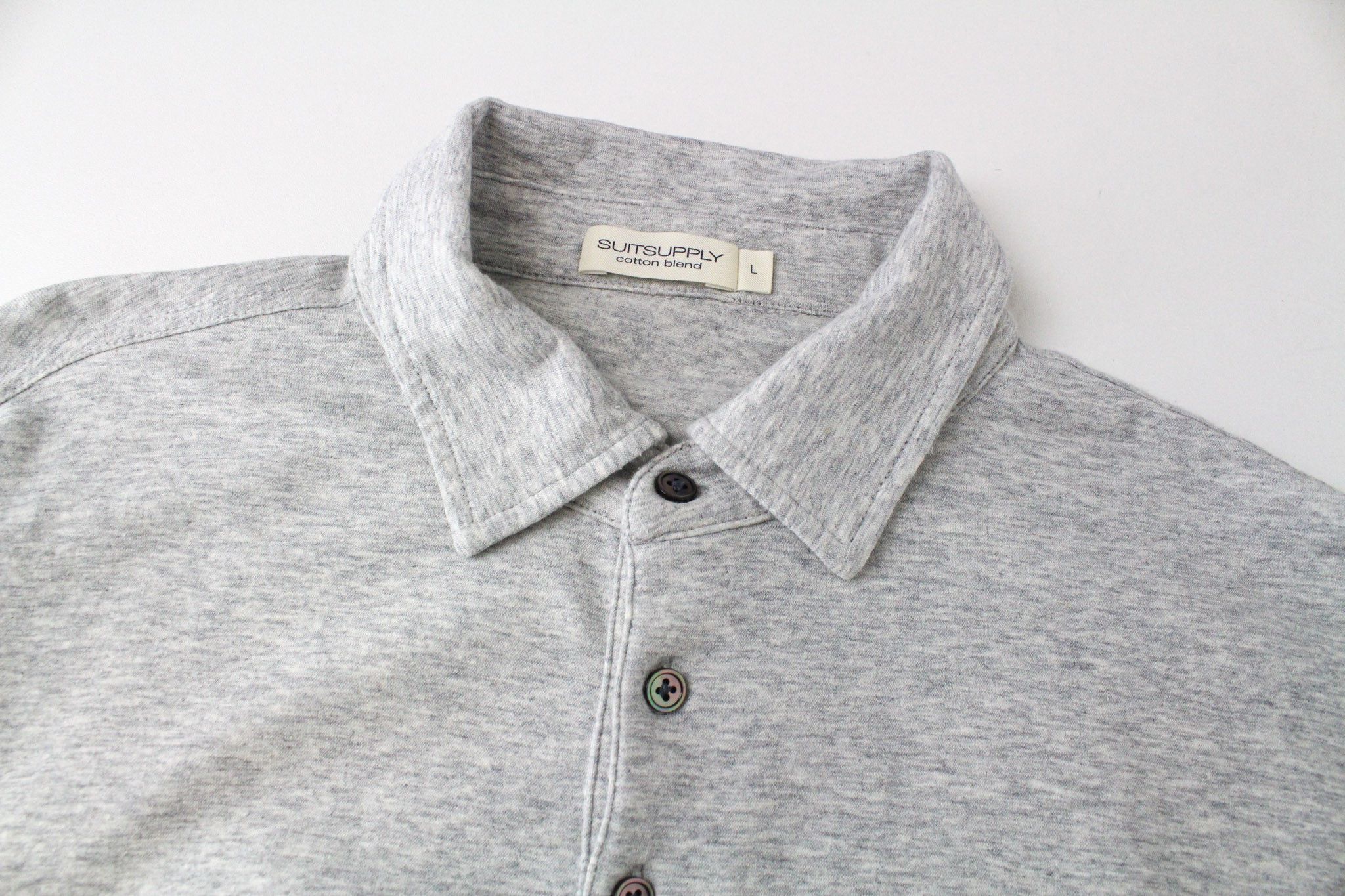 Suitsupply L Grey Cotton Cashmere Polo 72154 Size US L / EU 52-54 / 3 - 3 Thumbnail