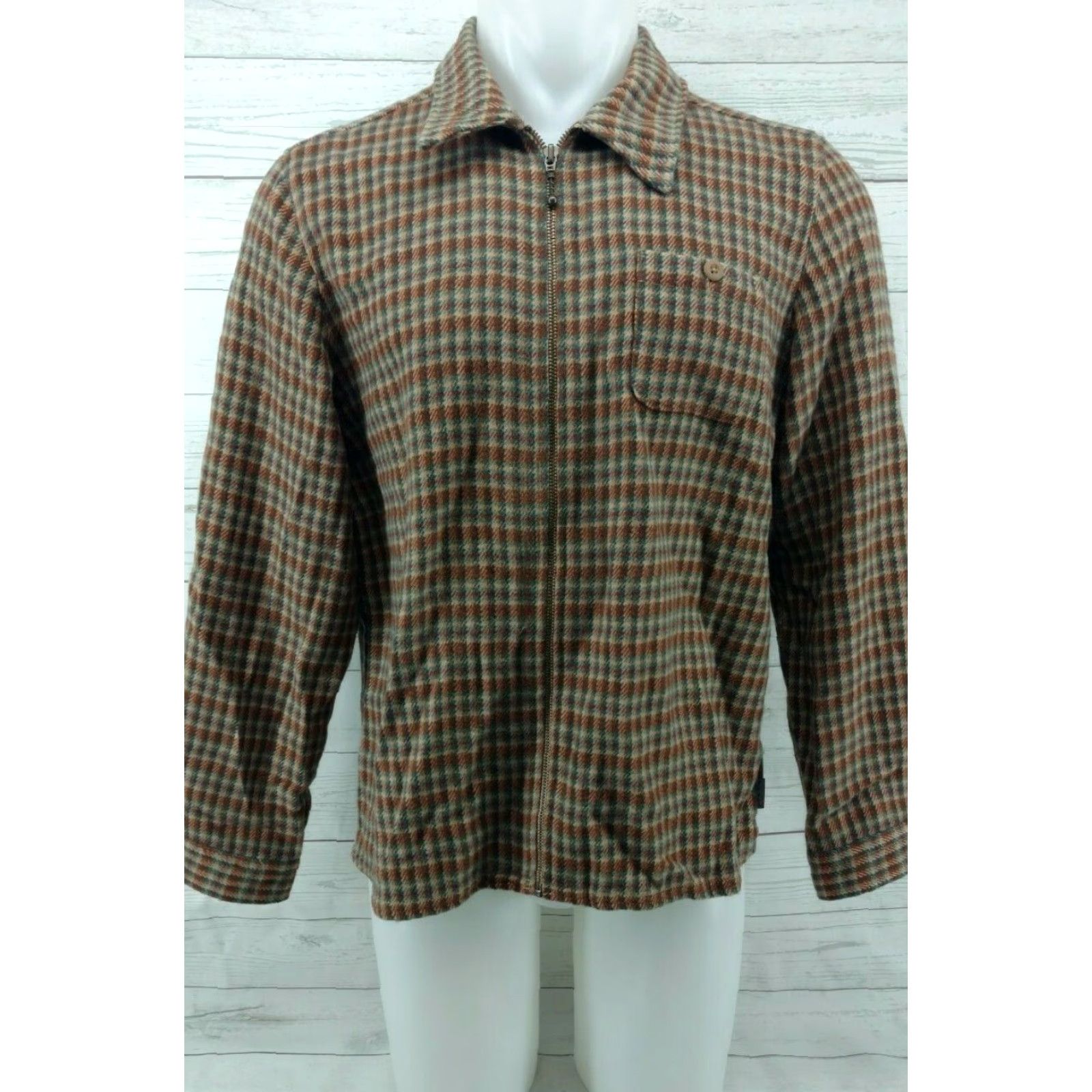 Vintage Woolrich Jacket Women's Plaid Full Zip Brown Tan Size LARGE Size L / US 10 / IT 46 - 2 Thumbnail