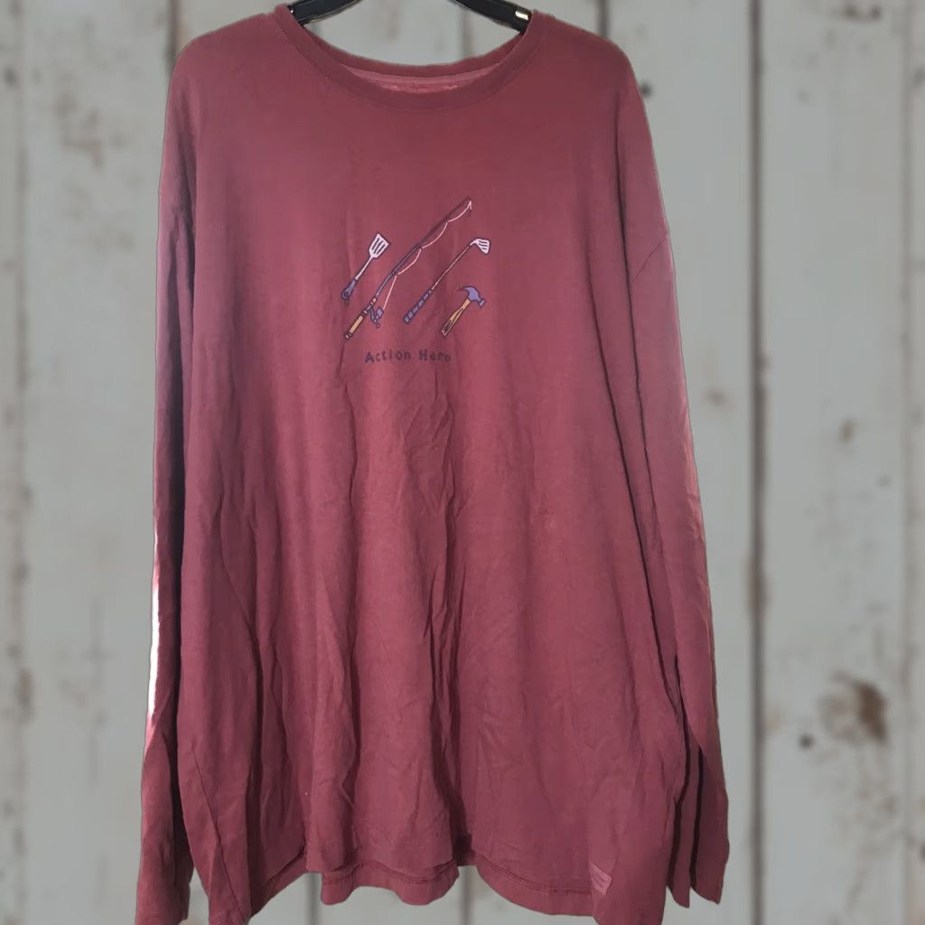 Life is Good VINTAGE Life Is Good Mens T-Shirt Long Sleeve Red Graphic Print 2X Outdoor Fall Winter Size US XXL / EU 58 / 5 - 1 Thumbnail
