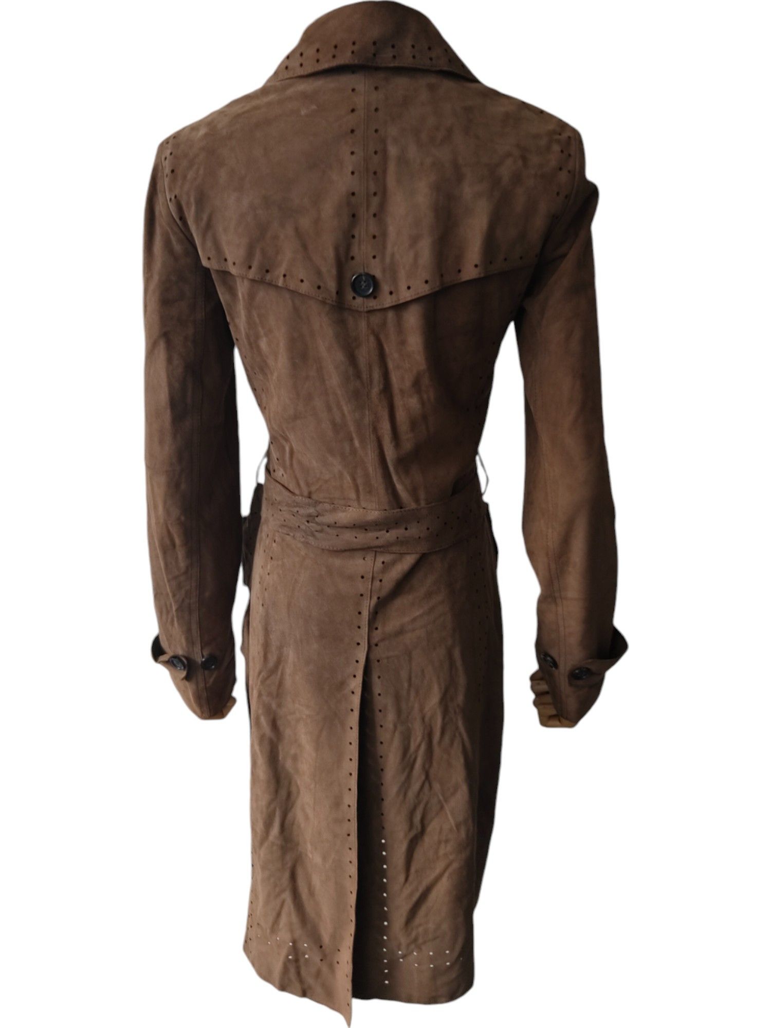 Theory Brown Lamb Suede Trenchcoat With Buttons And Belt Details Size M / US 6-8 / IT 42-44 - 4 Thumbnail
