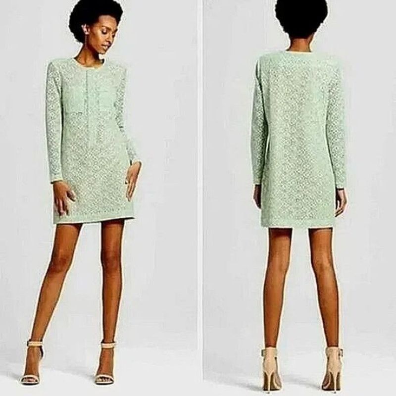 Victoria Beckham Victoria Beckham Small Green Lace Shift Dress Size S / US 4 / IT 40 - 1 Thumbnail