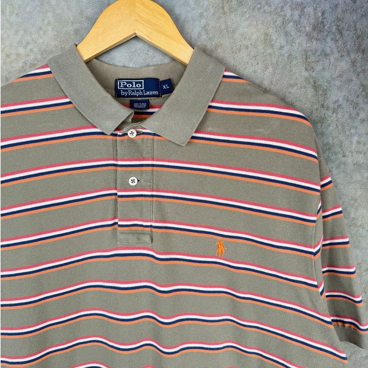 Polo Ralph Lauren VTG 90s Polo Ralph Lauren Polo Shirt Mens Sz XL Striped Tan Size US XL / EU 56 / 4 - 5 Thumbnail