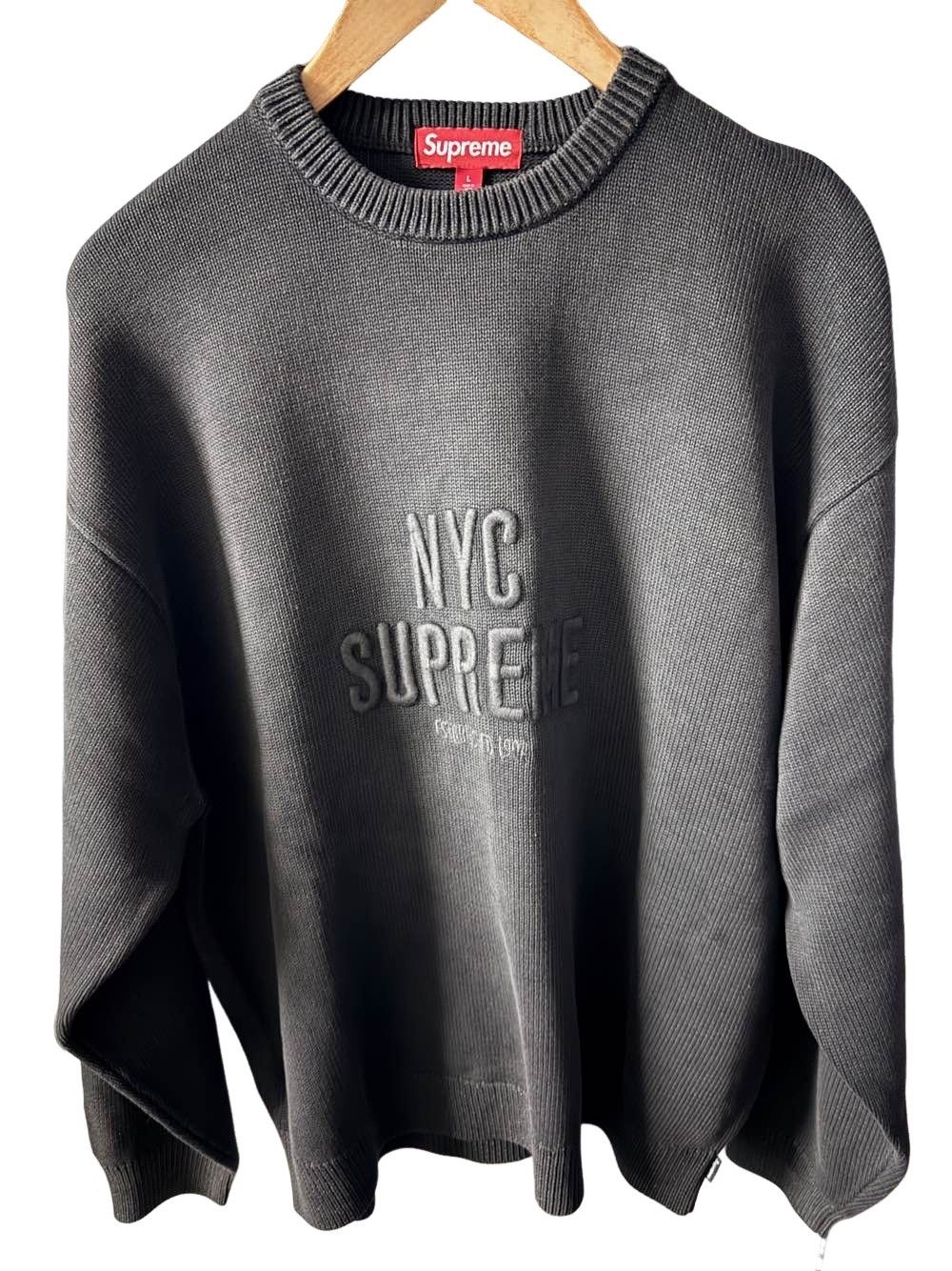 Supreme Supreme Flocked Logo Sweater | Grailed
