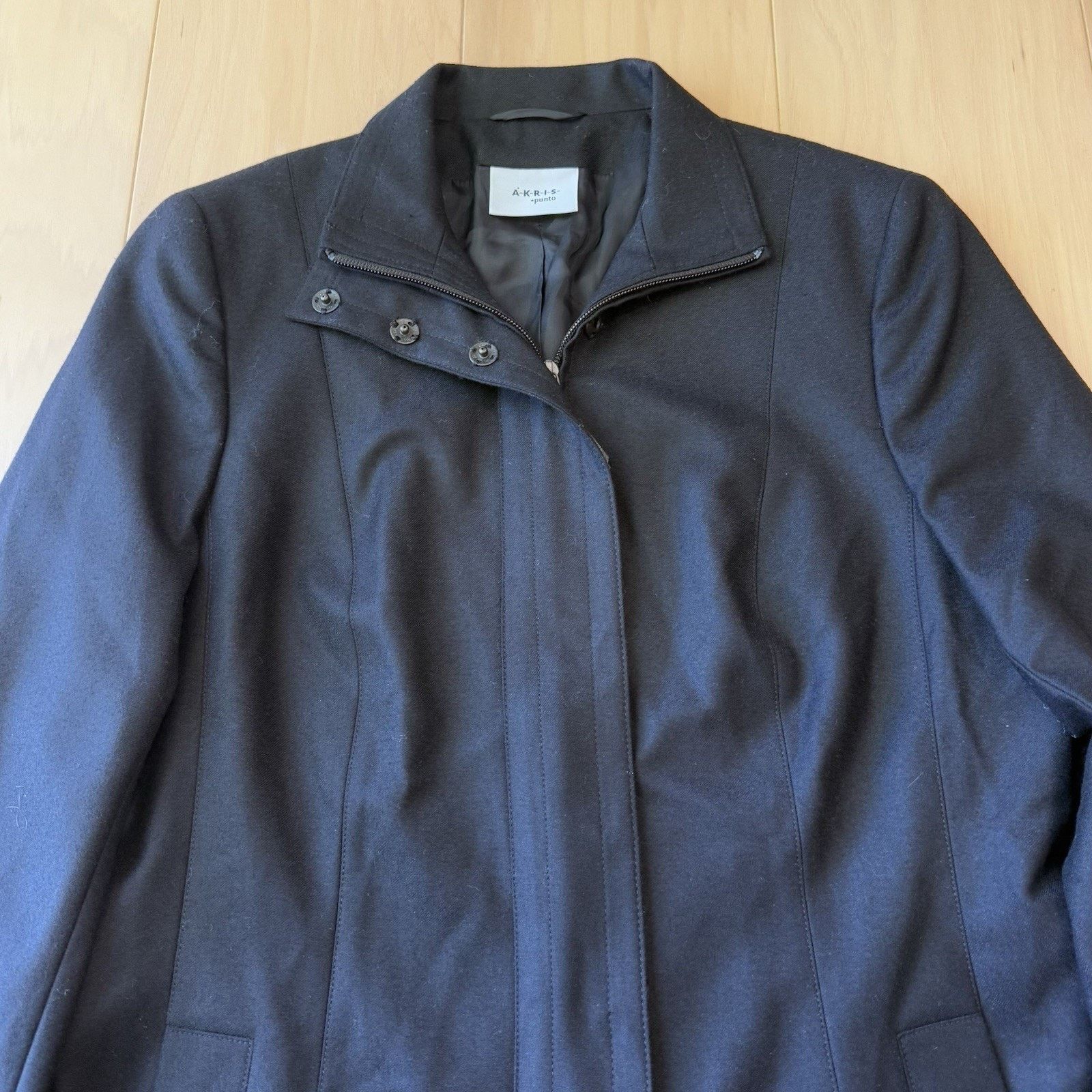 Akris Akris Punto Wool Coat Women's 10 Black Full Zip Minimalist Size L / US 10 / IT 46 - 3 Thumbnail