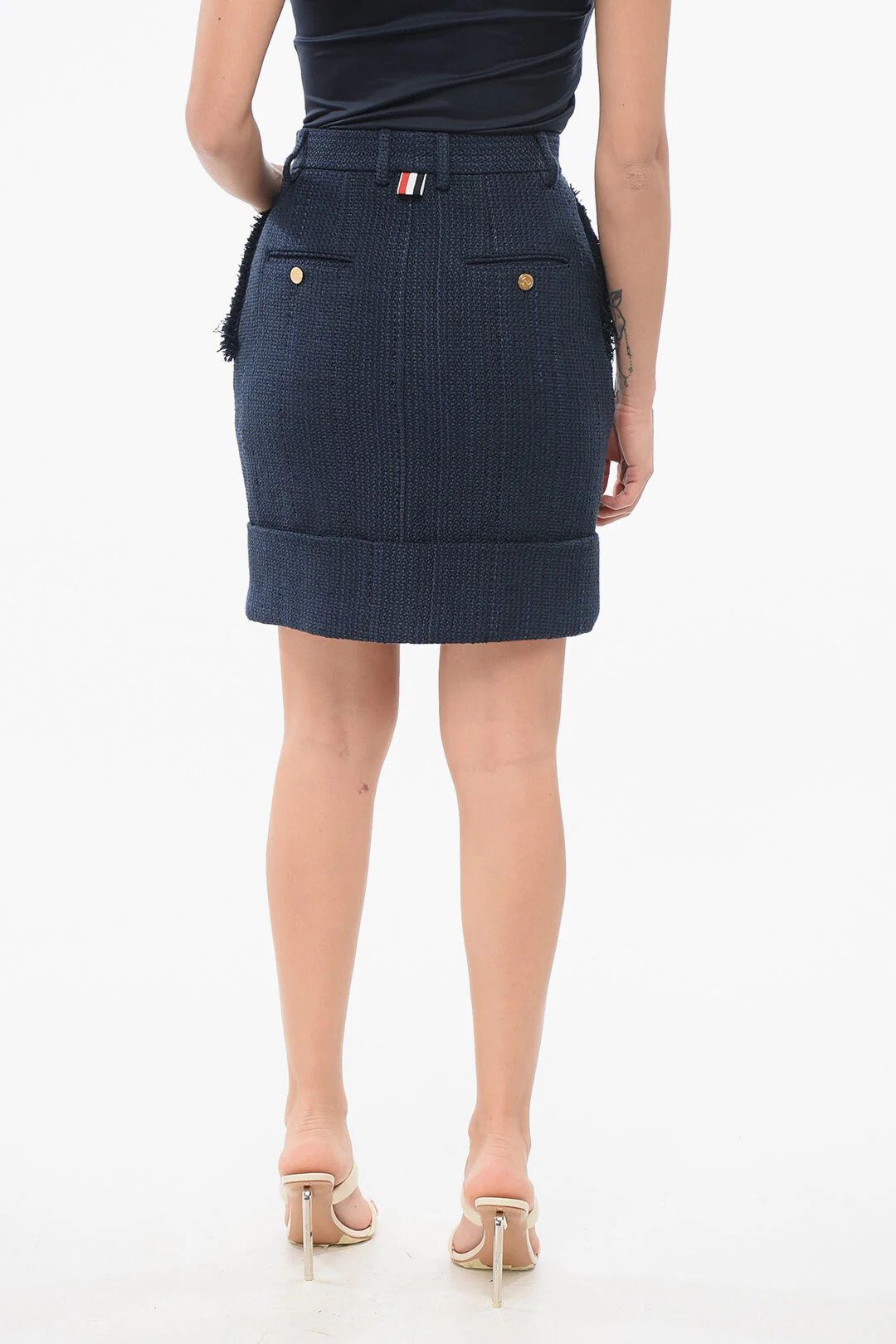 Thom Browne og1mm0426 High-Waisted Skirt in Blue Size 28" / US 6 / IT 42 - 2 Thumbnail
