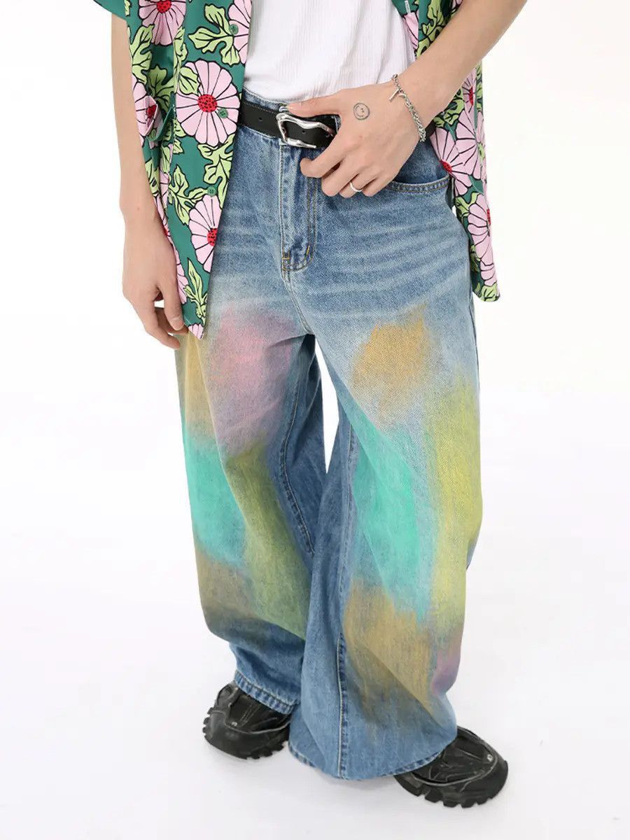 Japanese Brand Retro hip-hop colored graffiti jeans Size US 32 / EU 48 - 2 Thumbnail