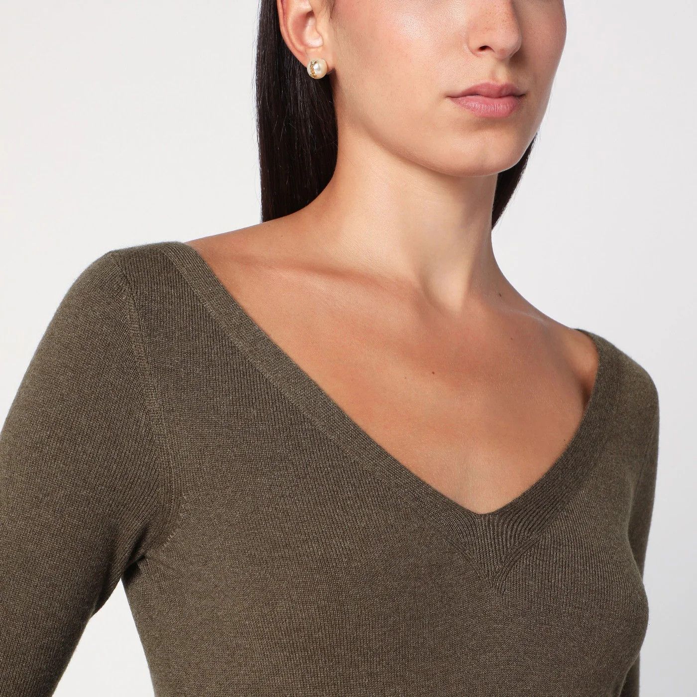 Saint Laurent Paris o1d2blof0526 Cashmere Sweater in Green Size S / US 4 / IT 40 - 4 Thumbnail