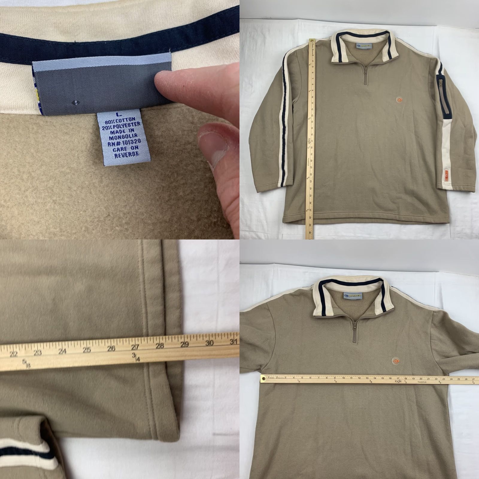 Vintage VINTAGE Raider Competition Sweatshirt Adult Large Tan Quarter Zip Pullover Y2K 90s Grunge Skater Mens Brown Solid Zip Collared Pattern Vintage Mens L Size US L / EU 52-54 / 3 - 8 Thumbnail