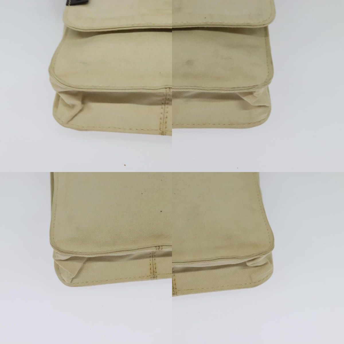 FENDI Shoulder Bag Canvas White Silver