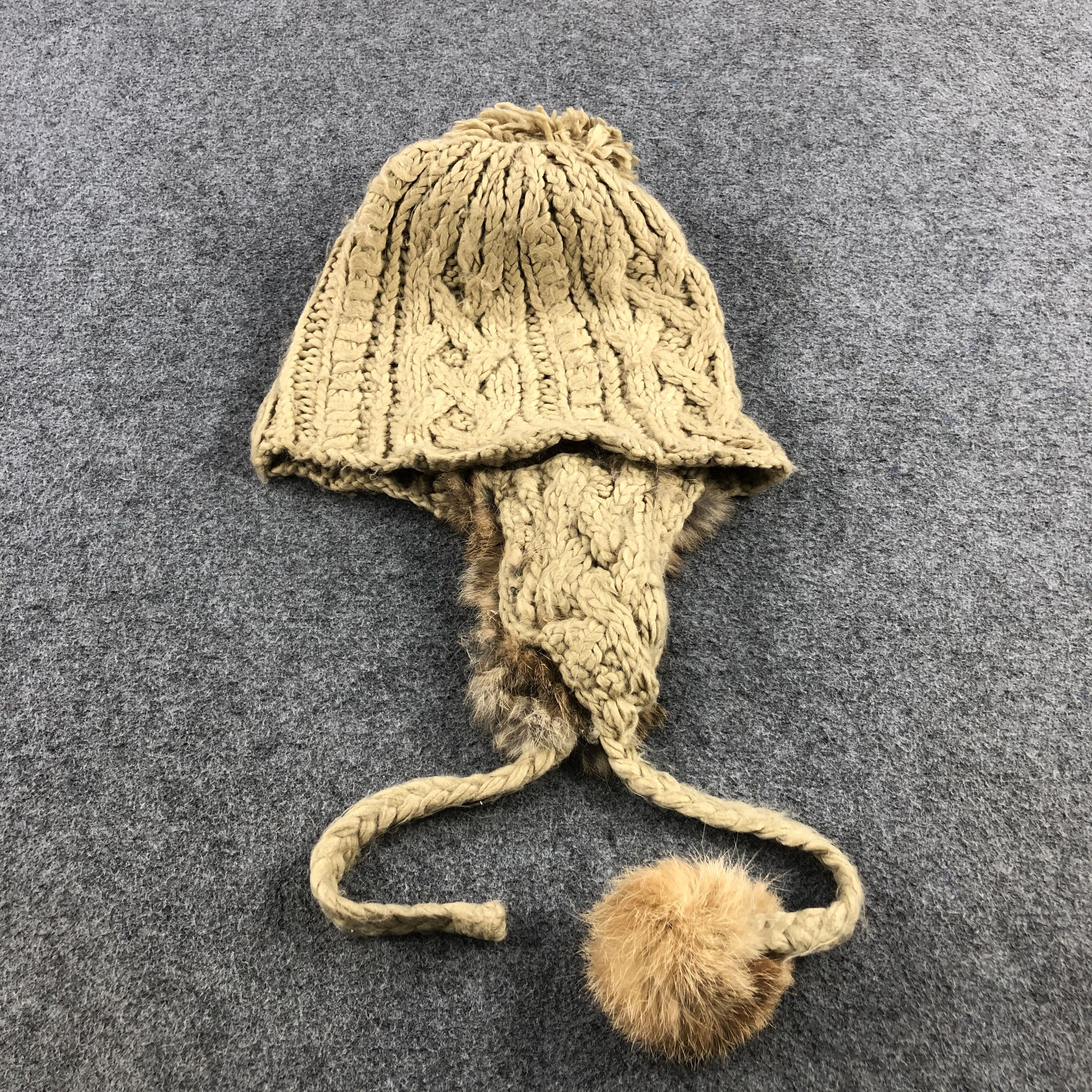 Vintage Ard A Bobble Earflap Cable Knit Beanie Snowcap Snow Hat B145 Size ONE SIZE - 2 Thumbnail