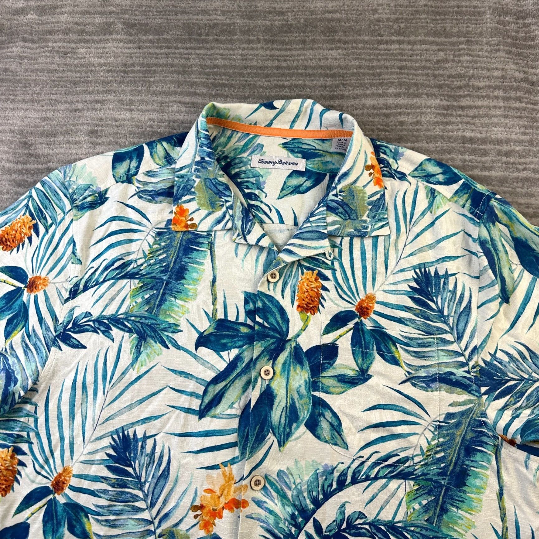 Tommy Bahama Tommy Bahama Shirt Mens Medium Green Camp Button Up Silk Palms Size US M / EU 48-50 / 2 - 3 Thumbnail