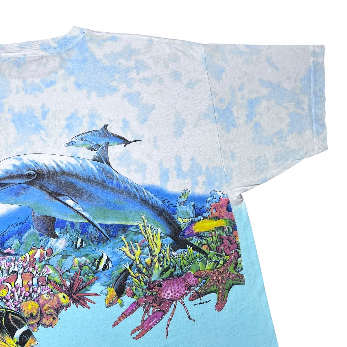 Habitat 1990s Dolphin Reef Habitat Nature Wrap Around Tie Dye Tee Size US XXL / EU 58 / 5 - 11 Thumbnail