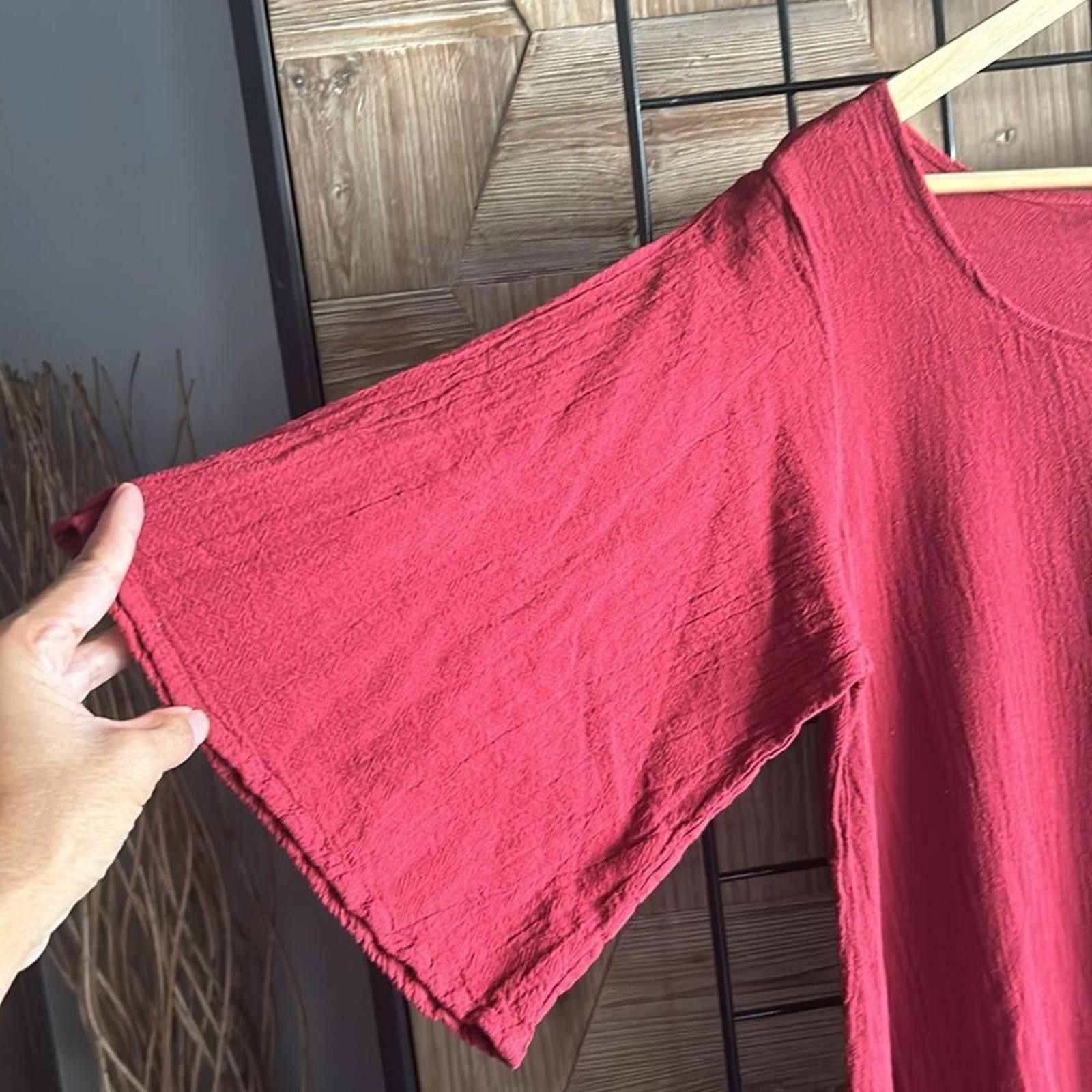 Designer NWT Womens Maxi Dress Sz M Burgundy Short Sleeve Kaftan Size M / US 6-8 / IT 42-44 - 3 Thumbnail