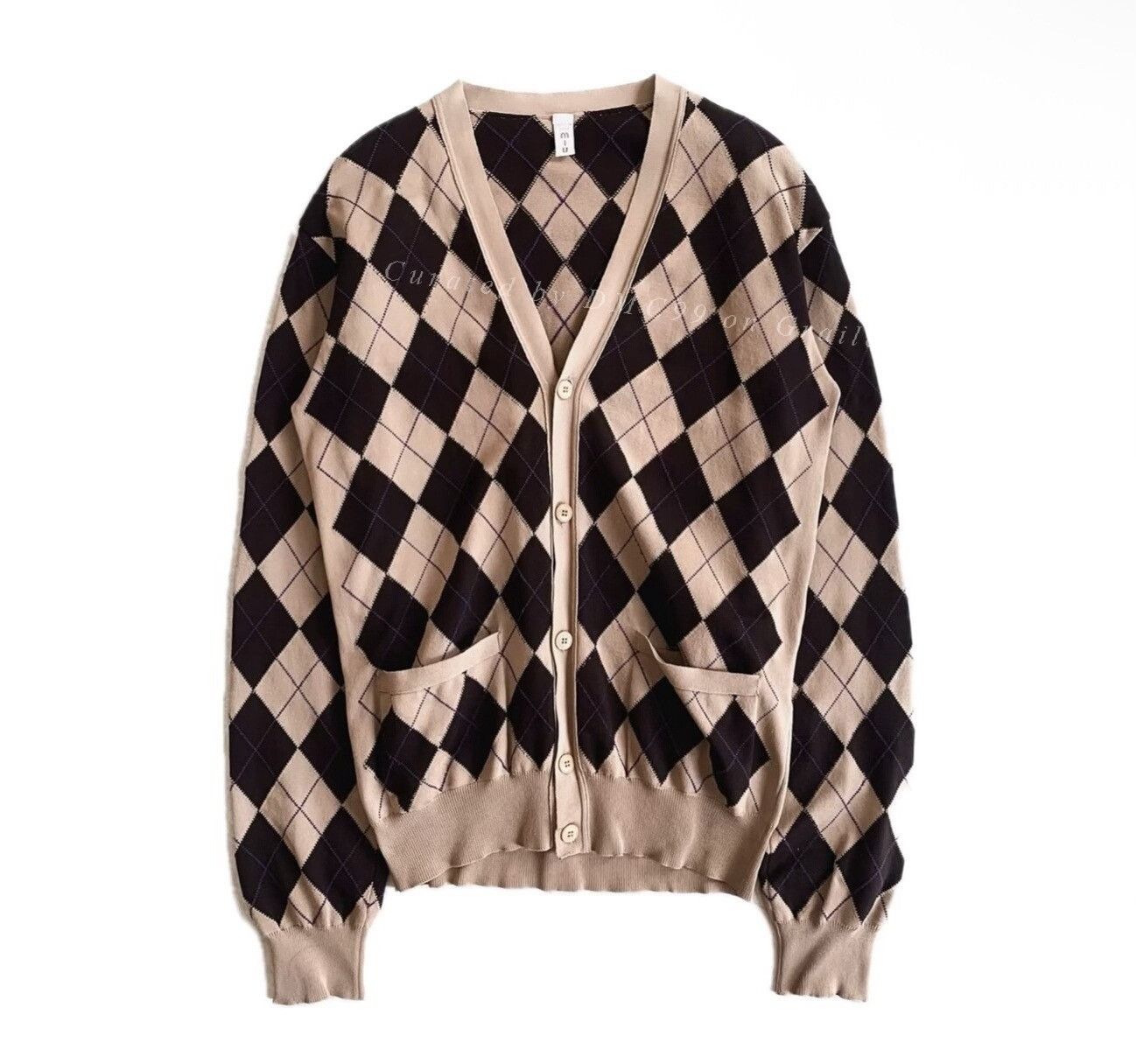 Miu Miu 1990s Miu Miu Argyle Cardigan Size M / US 6-8 / IT 42-44 - 1 Thumbnail