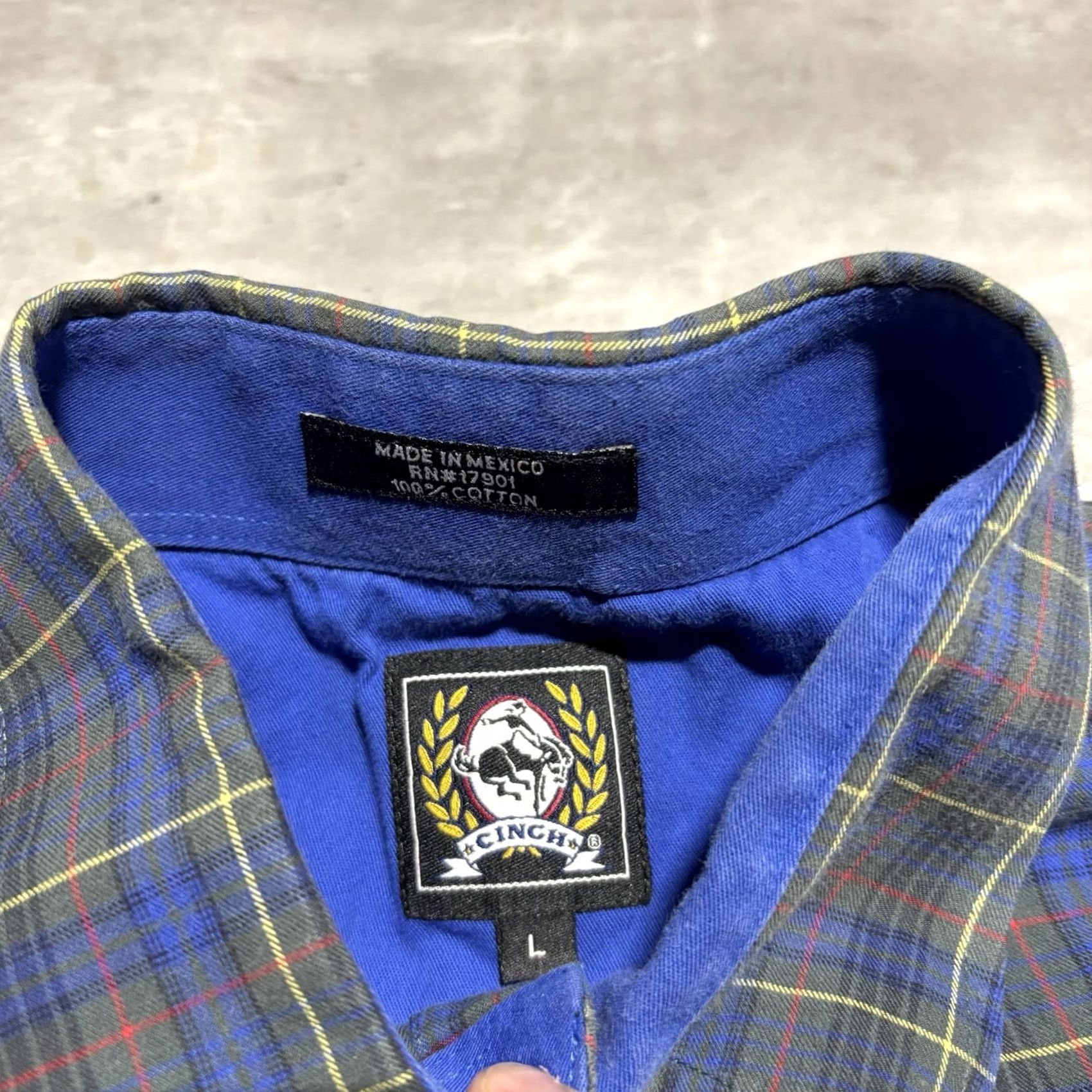 Vintage Cinch Button-Down Shirt Mens Large Blue Green Plaid Long Sleeve Western Cowboy Size US L / EU 52-54 / 3 - 4 Thumbnail