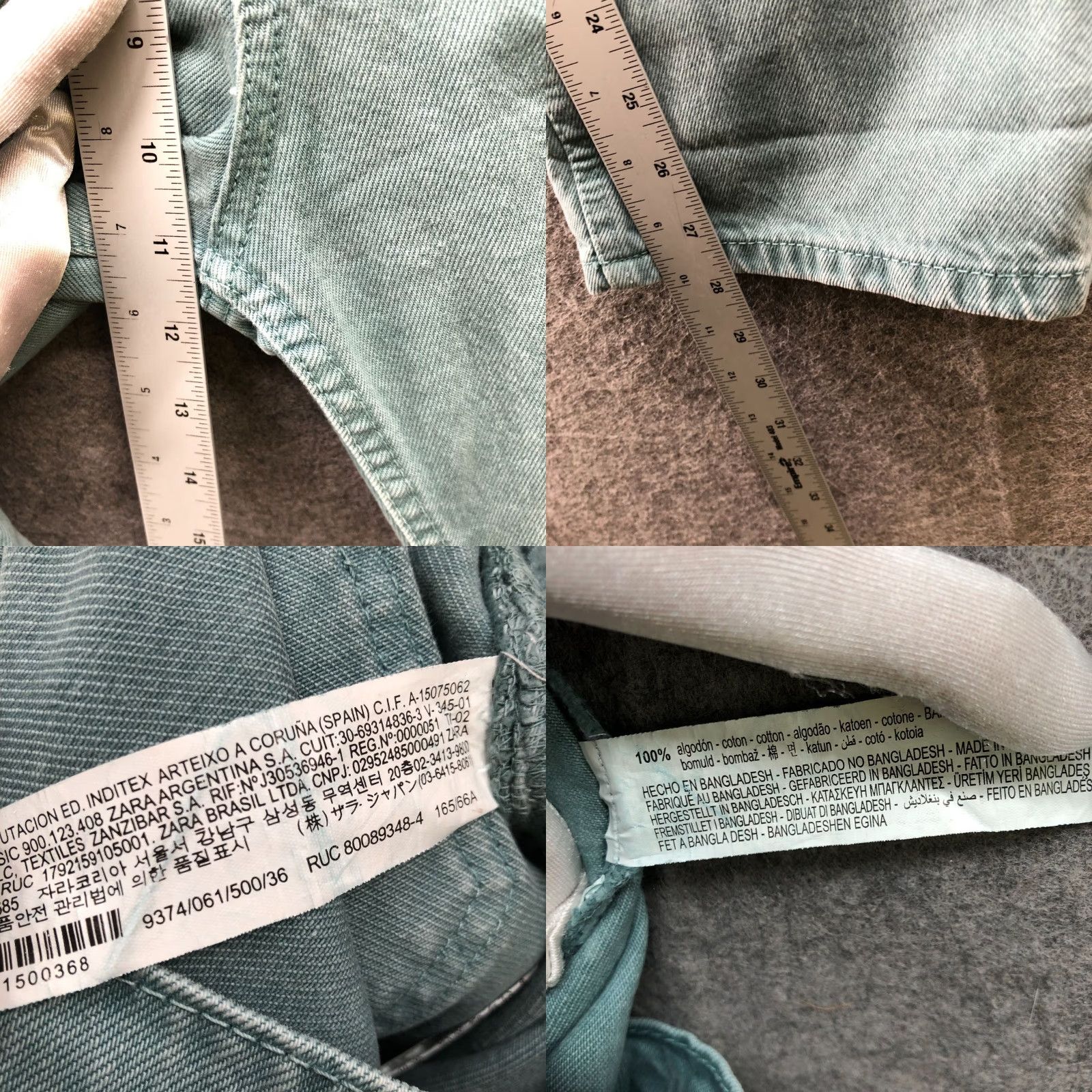 Zara VINTAGE Zara High Waisted Straight Leg Jean Womens 4 Sage Green Button Fly Cotton Size 27" / US 4 / IT 40 - 8 Thumbnail
