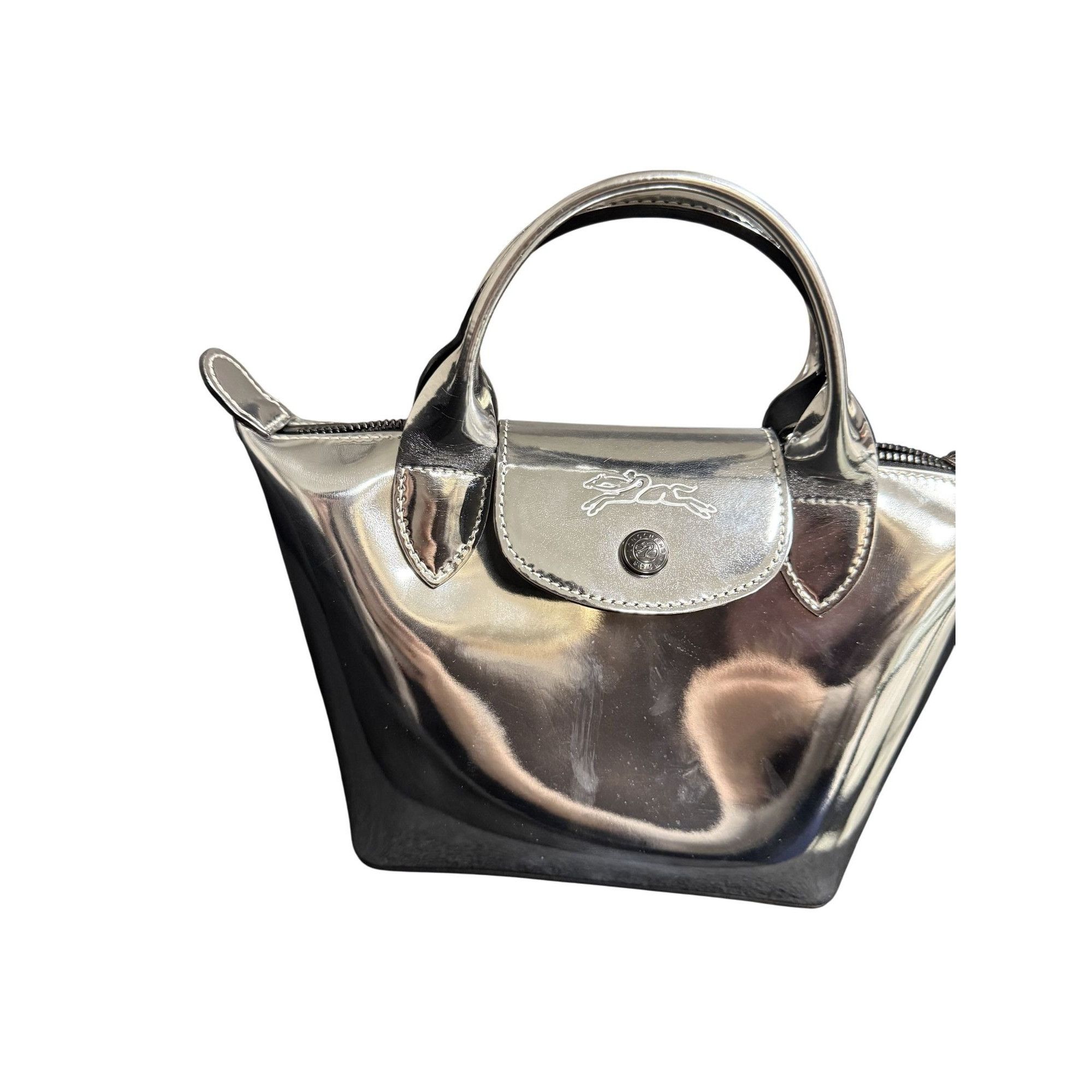 Longchamp Longchamp Modele Depose Metallic Silver Mini Tote Bag With T Size ONE SIZE - 4 Thumbnail