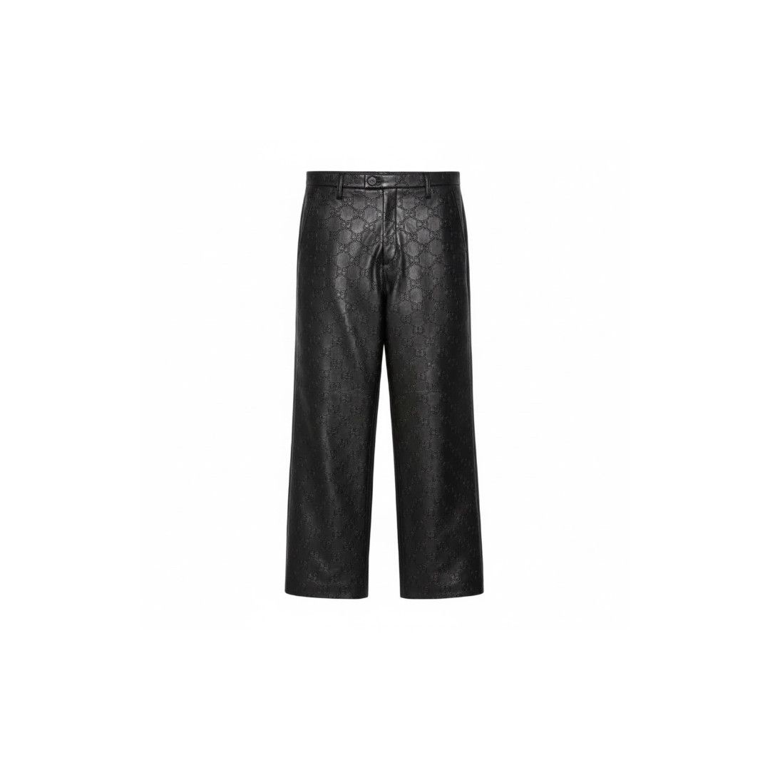 Gucci oc11z1025 GG Leather Trousers in Black Size US 28 / EU 44 - 1 Preview