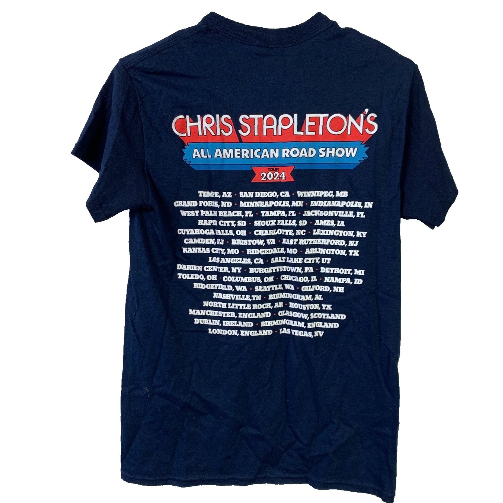 Vintage Chris Stapleton 2024 All American Road Show Band Tee T-Shirt Small Mens Cotton Blue 90s Music Shirt Short Sleeve Crew Neck Graphic Print Logo Modern Size US S / EU 44-46 / 1 - 3 Thumbnail