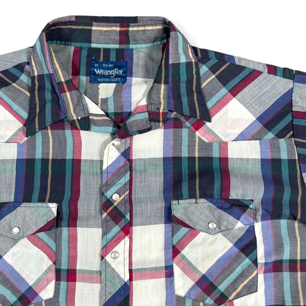 Wrangler VINTAGE Wrangler Western Shirt Adult 2XL Black Plaid 90s Shirt Mens 2XL Pearl Snap Collared Pocketed Button-Up Size US XXL / EU 58 / 5 - 2 Thumbnail