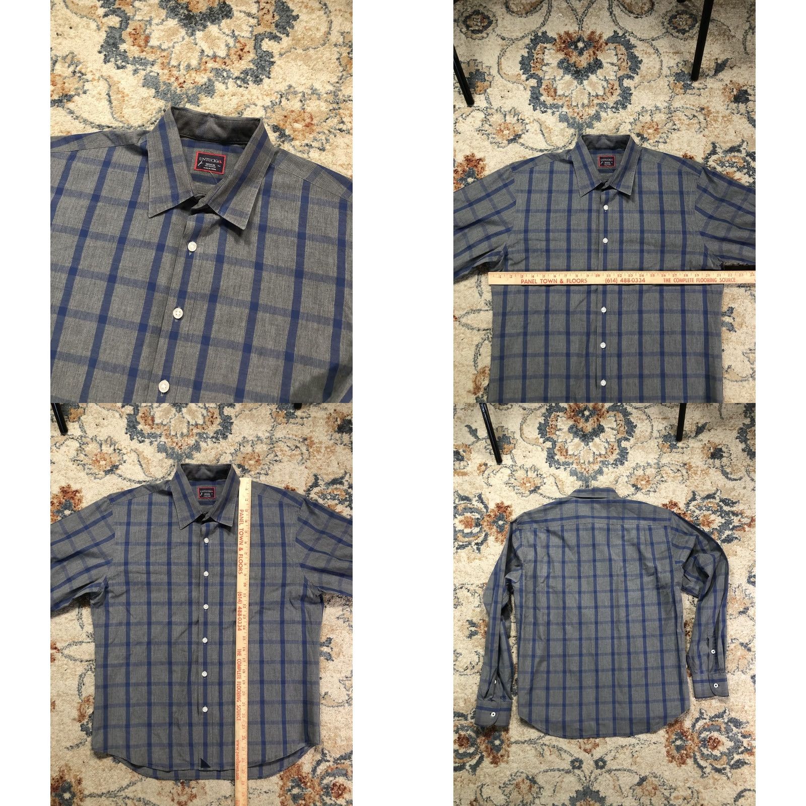 UNTUCKit UNTUCKit Shirt Mens M Blue Gray Plaid Cotton Long Sleeve Button Up Casual Size US M / EU 48-50 / 2 - 8 Thumbnail