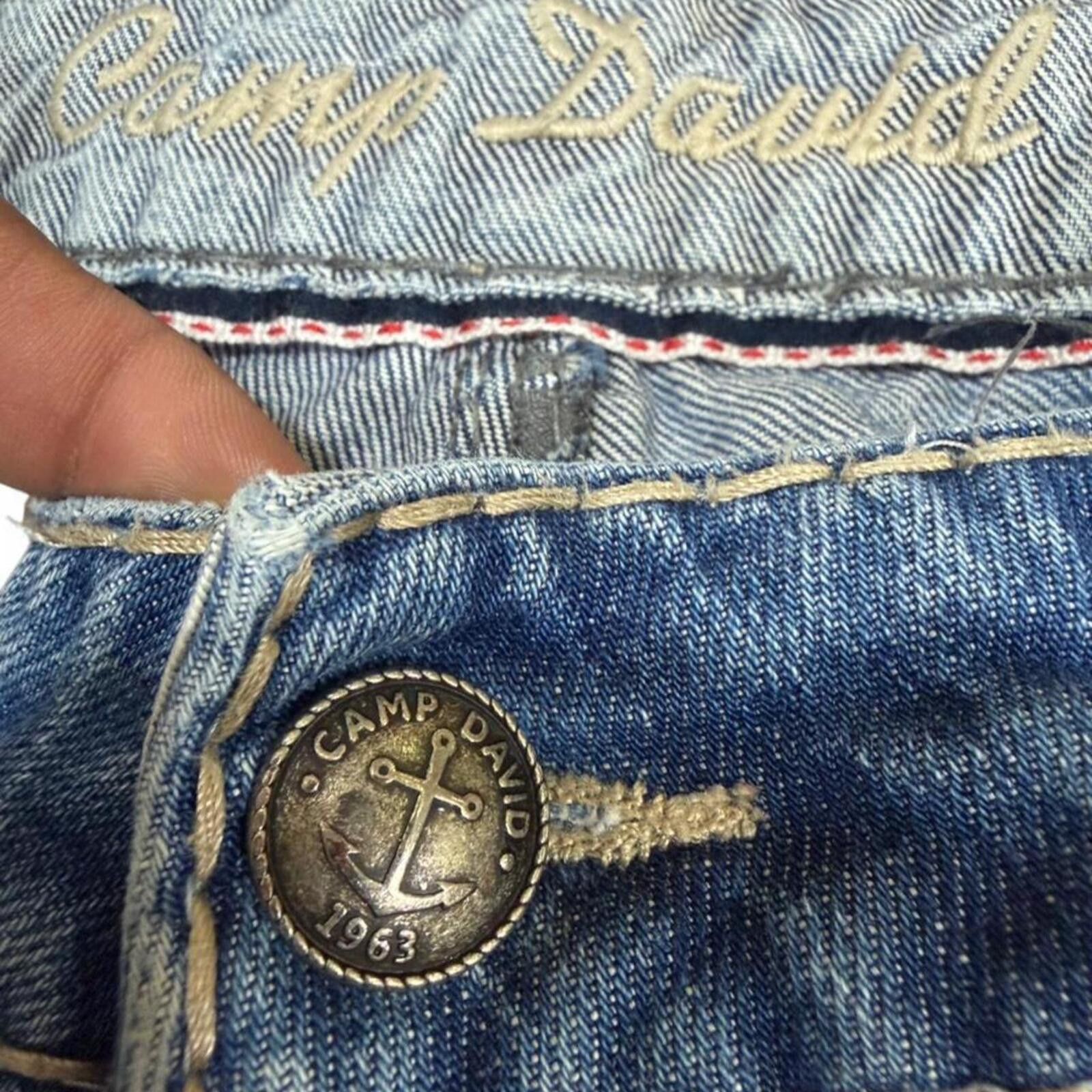True Religion Camp David denim jeans with iconic embroidered back design. Size US 33 - 7 Thumbnail
