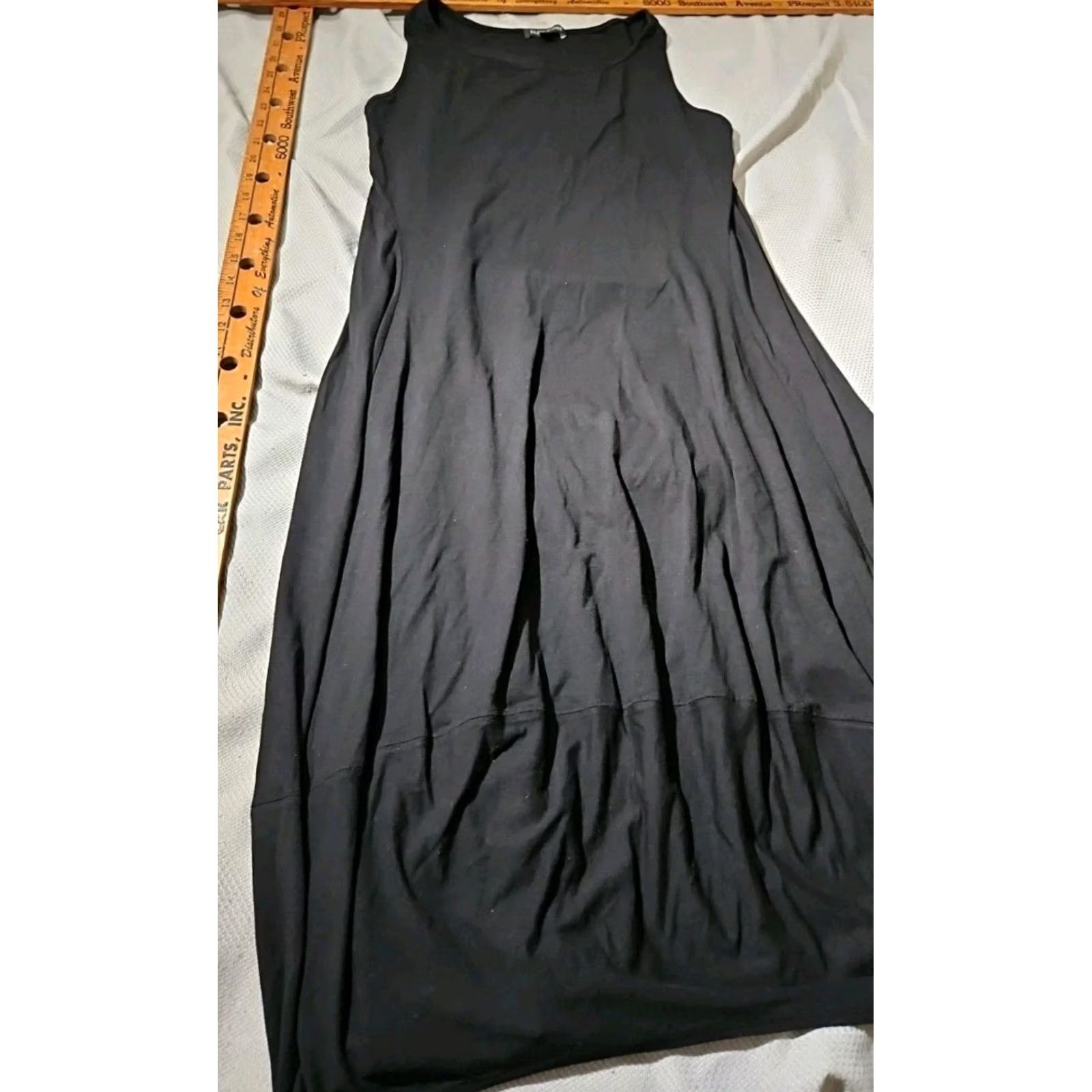 Eileen Fisher Eileen Fisher Dress Womens Medium Black Slip Midi Quiet Luxury Whimsigoth Dress Slips Solid Knit Rayon Modern 2000s Size M / US 6-8 / IT 42-44 - 3 Thumbnail