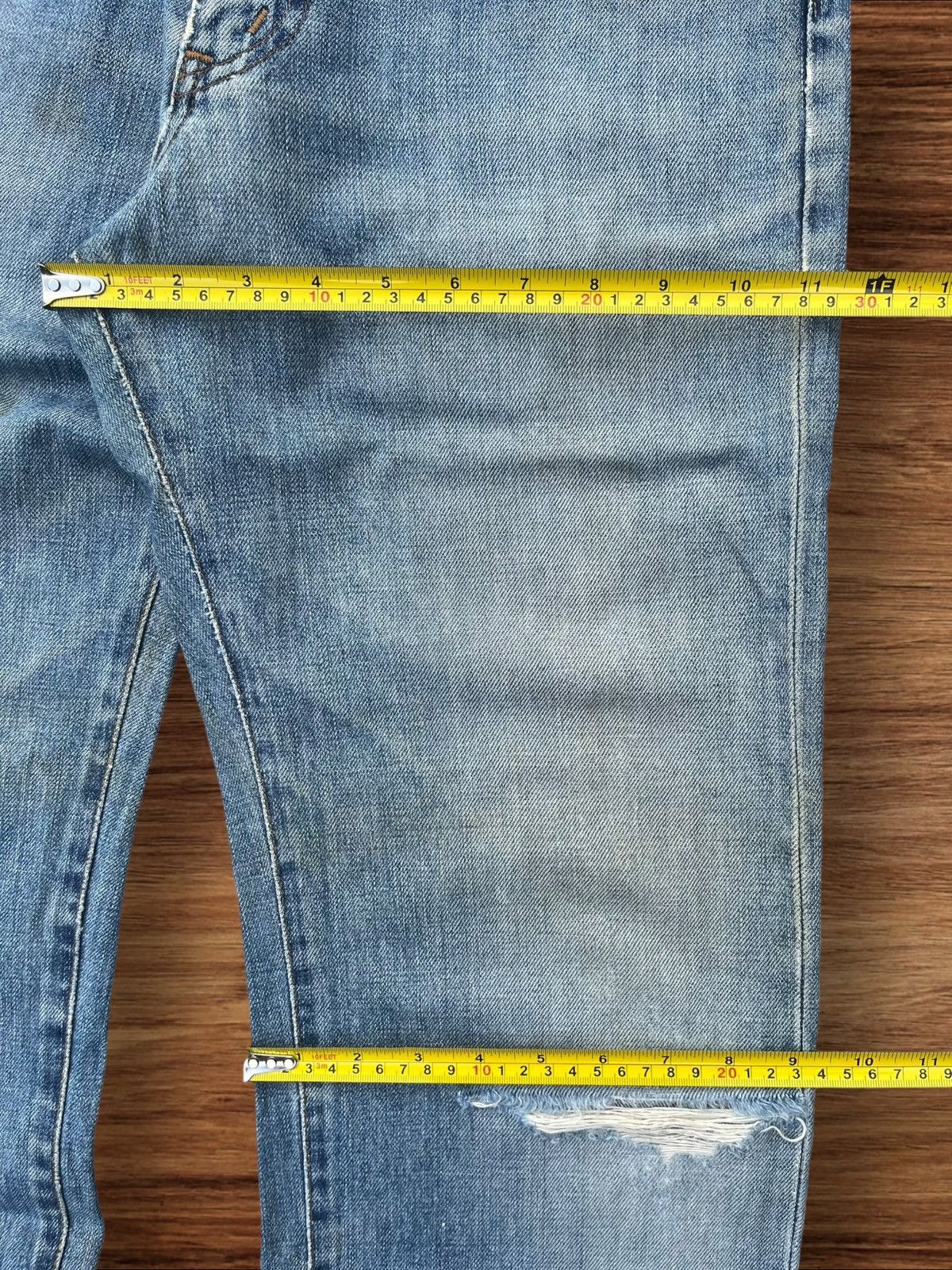 Edwin × Japanese Brand Vintage Japanese Brand Blue Washed Distressed Straight Jeans Size US 28 / EU 44 - 16 Thumbnail