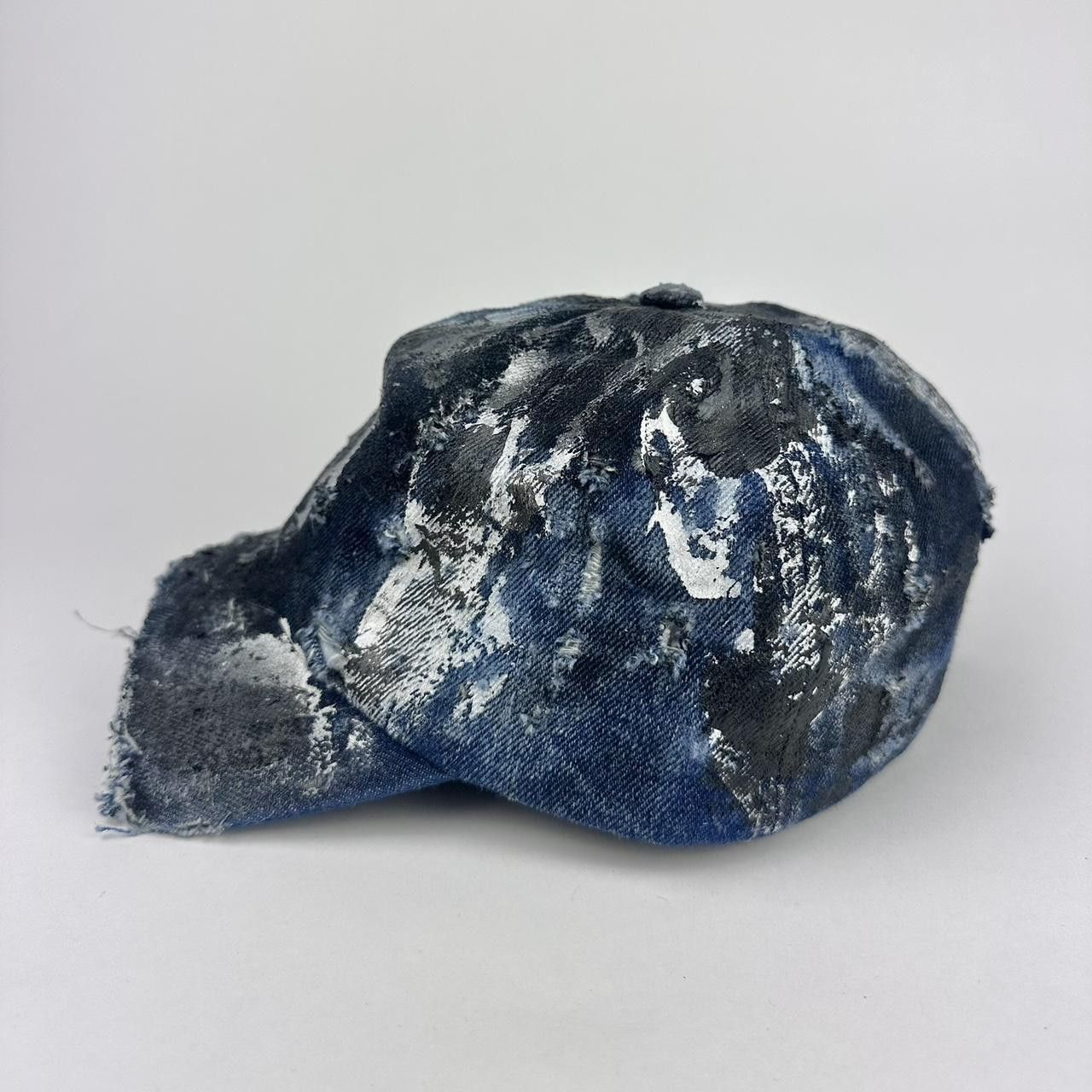 Other ASTROBOI* Black & Blue Distressed Denim Half Visor Hat Size ONE SIZE - 3 Thumbnail