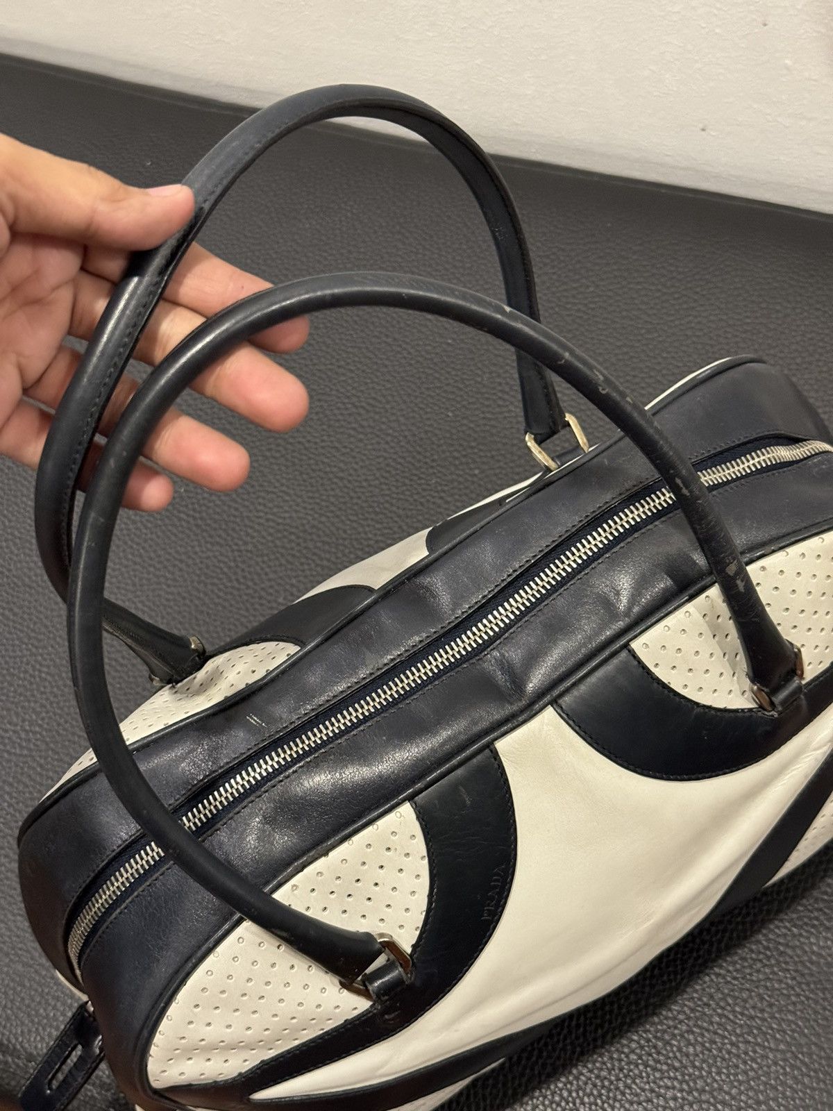 Prada PRADA Black Leather Bowling Bag Satchel Bowler Handbag Ss00 Size ONE SIZE - 8 Thumbnail