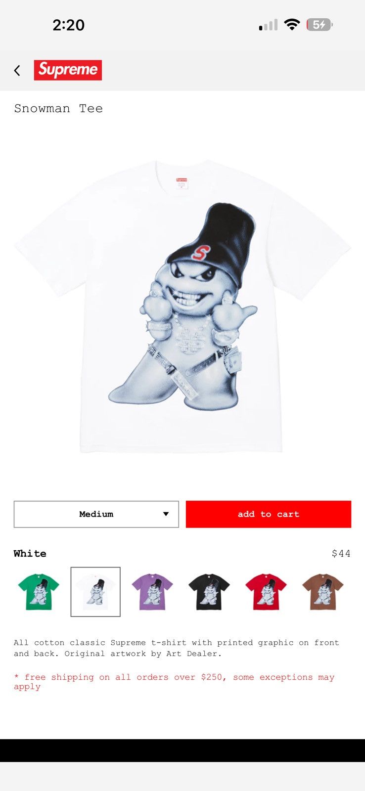 Supreme Supreme Snowman art dealer tee Size US M / EU 48-50 / 2 - 2 Thumbnail
