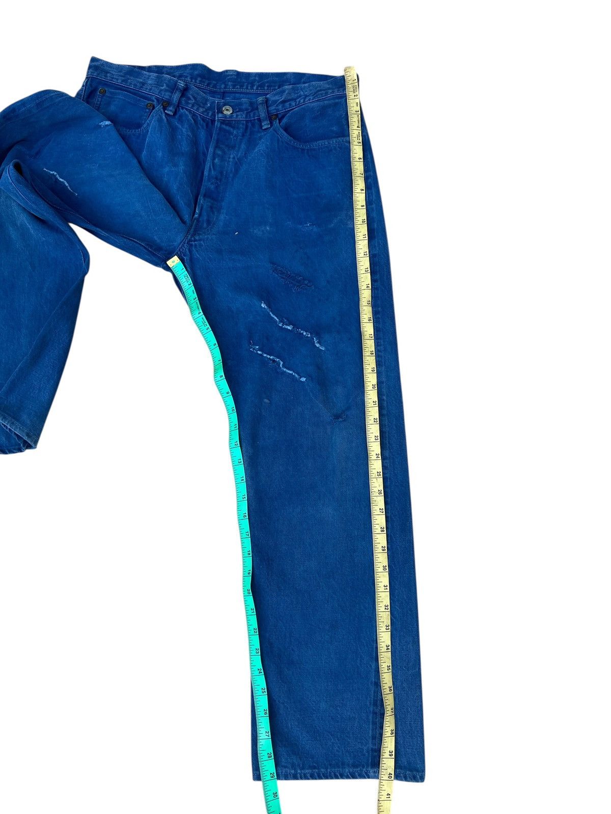 Warehouse & Co. Dubbleworks X Warehouse Japan Distress Denim Selvedge Jeans Size US 35 - 6 Thumbnail