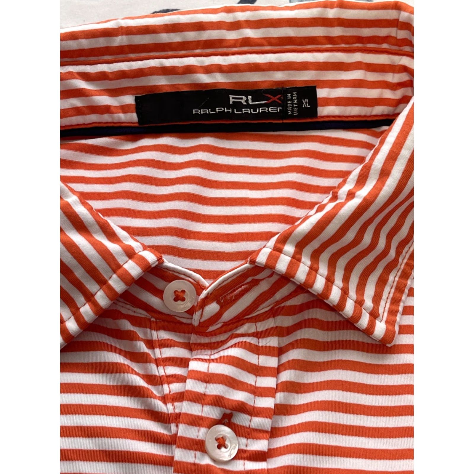 RLX Ralph Lauren RLX Ralph Lauren Shirt MEN'S XL ORANGE WHITE STRIPPED POLO Golf Polyester Size US XL / EU 56 / 4 - 3 Thumbnail