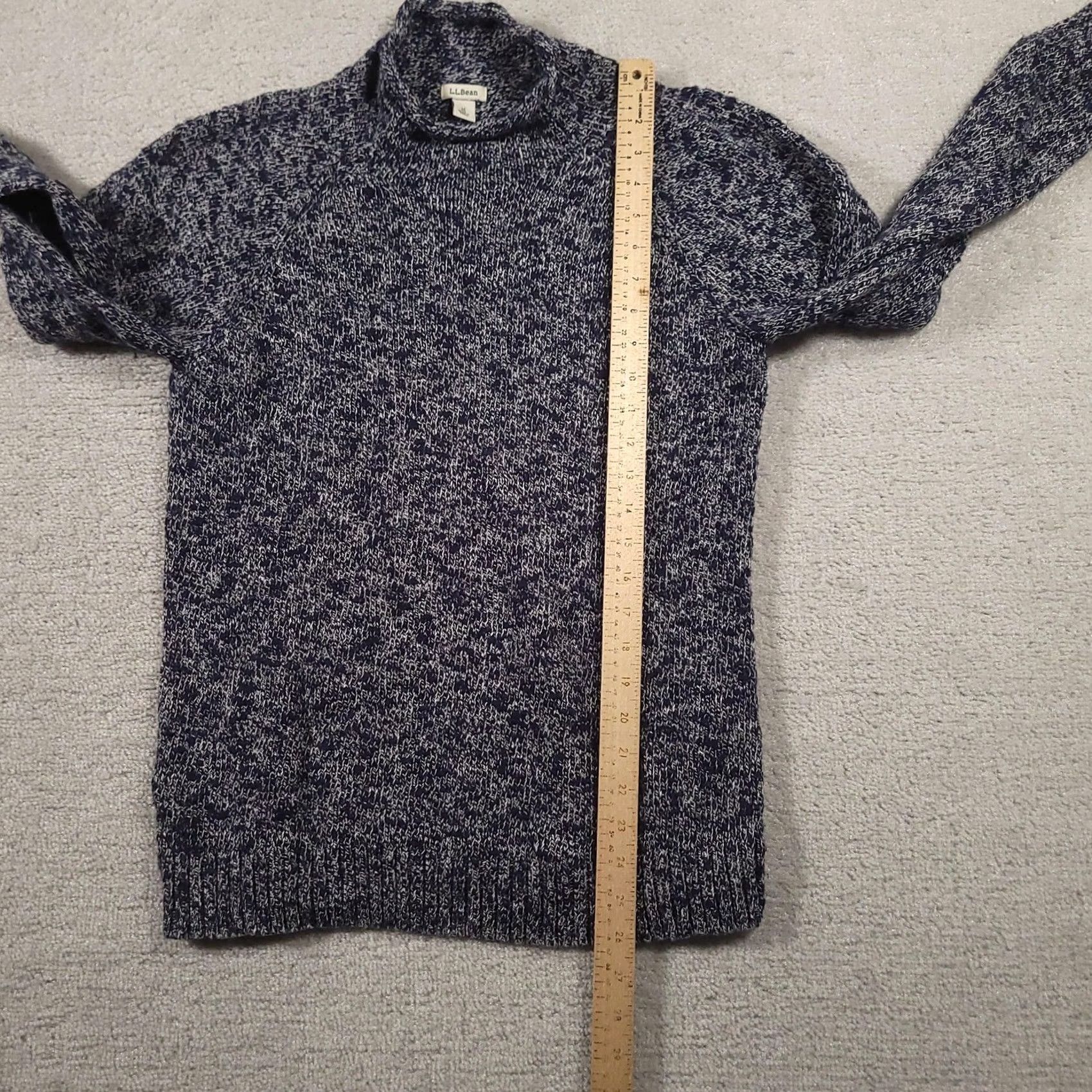 Vintage VINTAGE LL Bean Sweater Womens M Raglan Pullover Knit Mock Neck Blue White Marled Knit Size M / US 6-8 / IT 42-44 - 6 Thumbnail