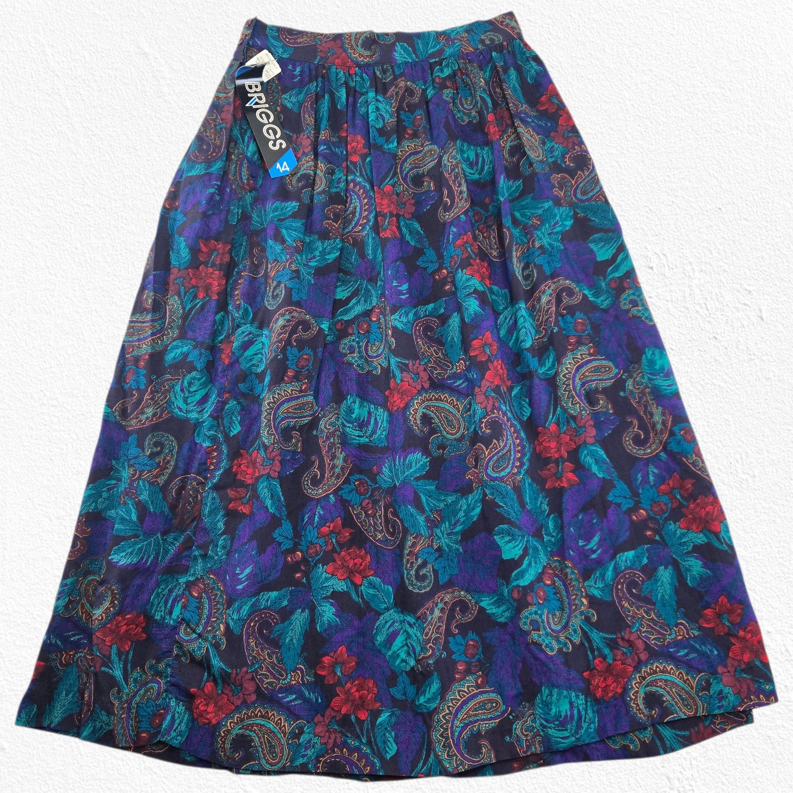 Vintage 90s Briggs Rayon Midi Skirt Dark Academia Size 14 Size 36" / US 14 / IT 50 - 12 Thumbnail