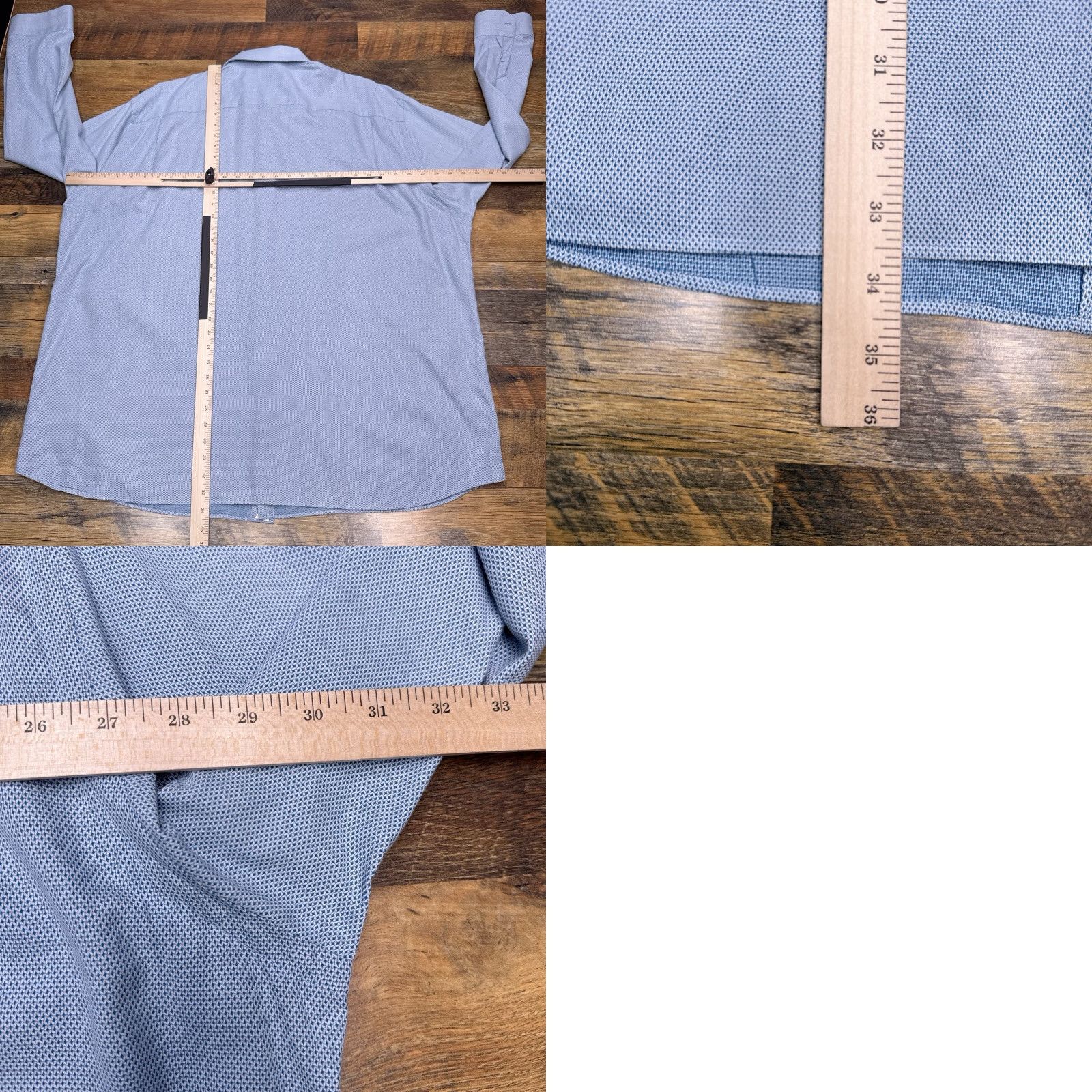 Vintage Paul Fredrick Dress Shirt Mens 3XL Blue Button Up 100% Cotton Long Sleeve Geometric Classic Blue Mens Regular Size 48R - 9 Thumbnail