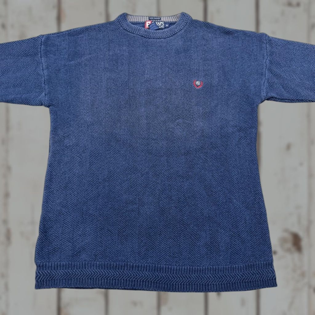 Chaps Chaps Ralph Lauren Sweater Mens Medium Blue Cotton Herringbone Knit Pullover Size US M / EU 48-50 / 2 - 1 Thumbnail
