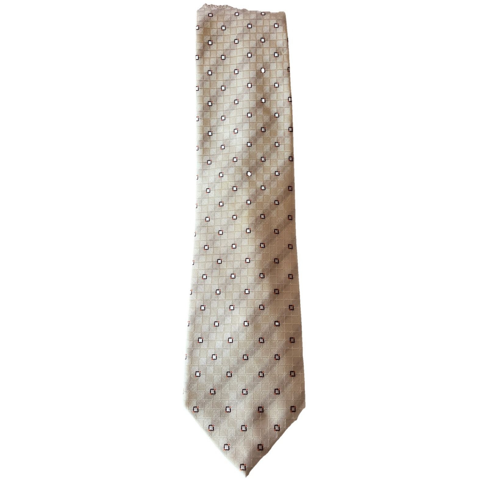 Other Lazzaretti Collection Tie Beige Geometric Silk Necktie Size ONE SIZE - 1 Thumbnail