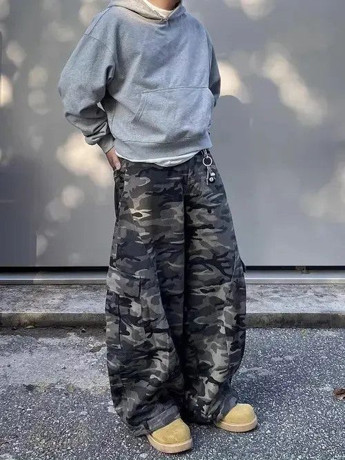 Jean Baggy Cargo Wide Leg Pants Size US 33 - 2 Thumbnail