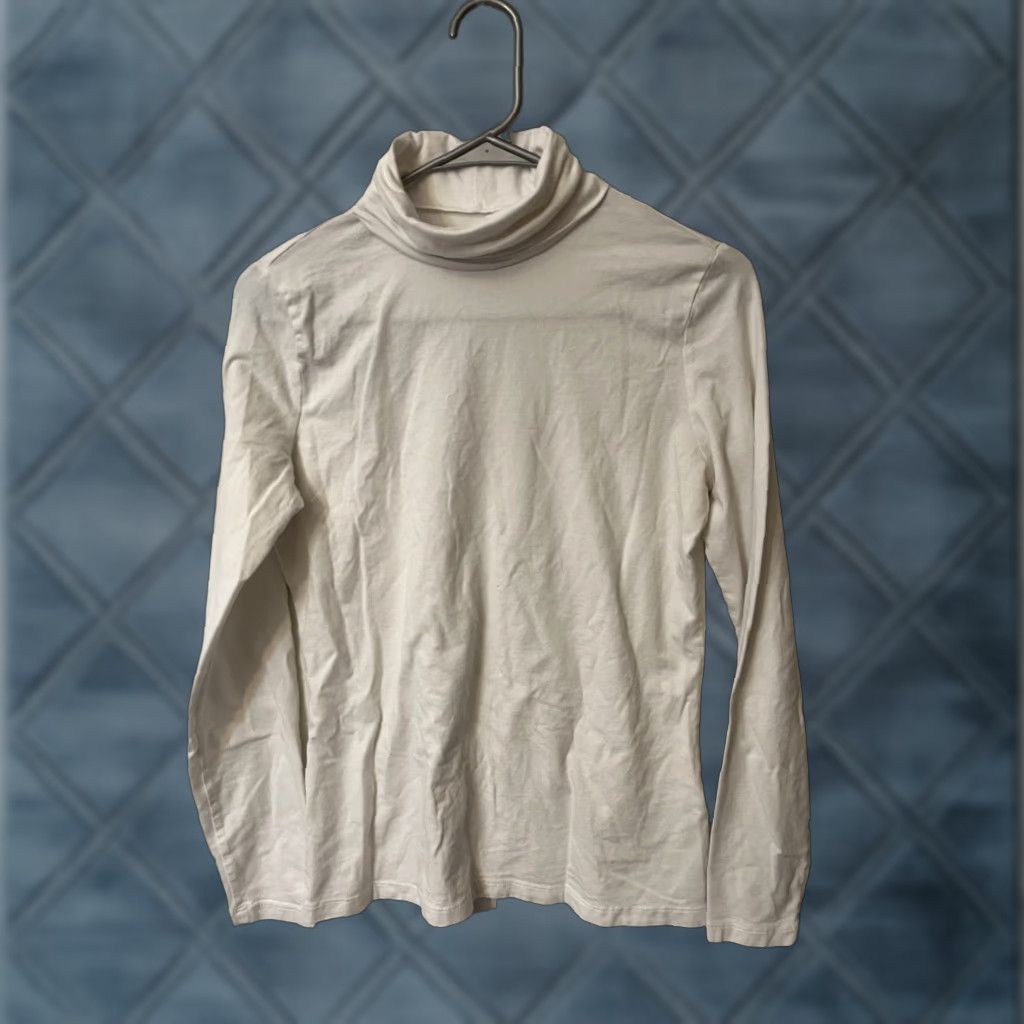 Lands' End Lands' End White Turtleneck Long Sleeve Blouse Shaped Fit Small S Womens Size S / US 4 / IT 40 - 1 Thumbnail
