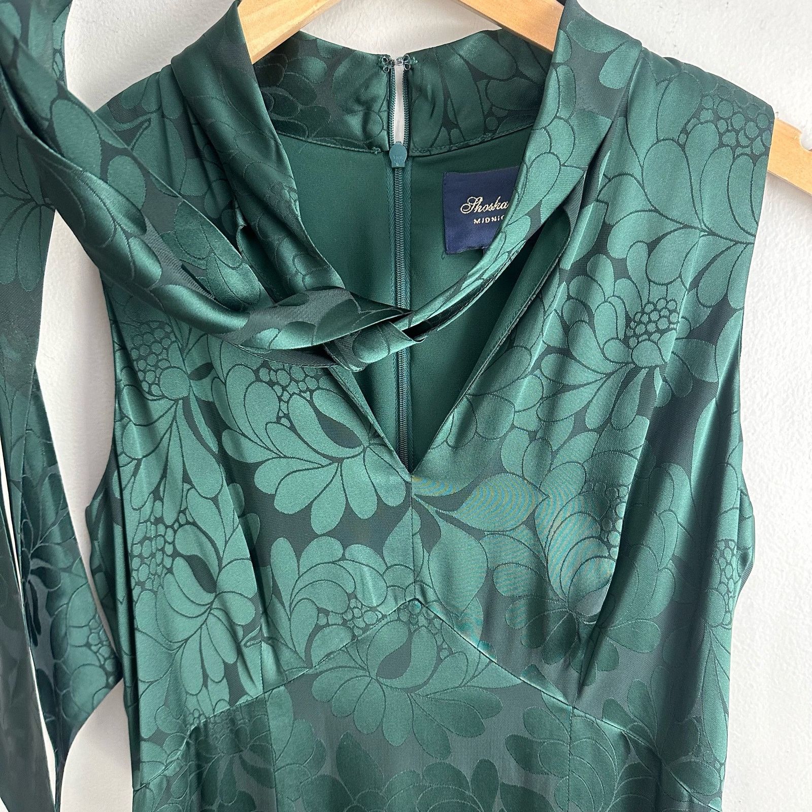 Other Shoshanna Mayburn Floral Satin Green Jacquard Gown Dress 0 Size XS / US 0-2 / IT 36-38 - 6 Thumbnail