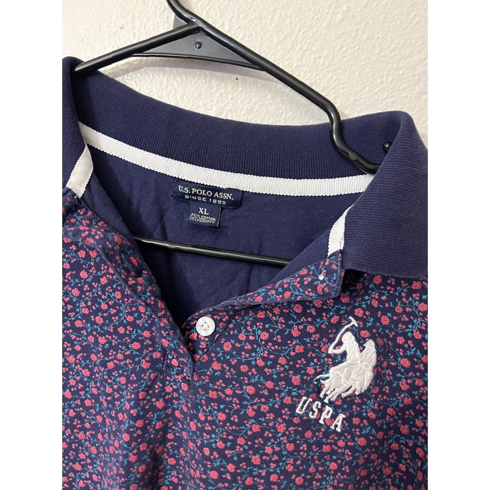 Vintage US Polo Assn Polo Shirt Womens XL Navy Blue Big Logo Short Sleeve Knit Cotton Spandex Y2K Preppy Classic Size 40" / US 18 - 2 Thumbnail