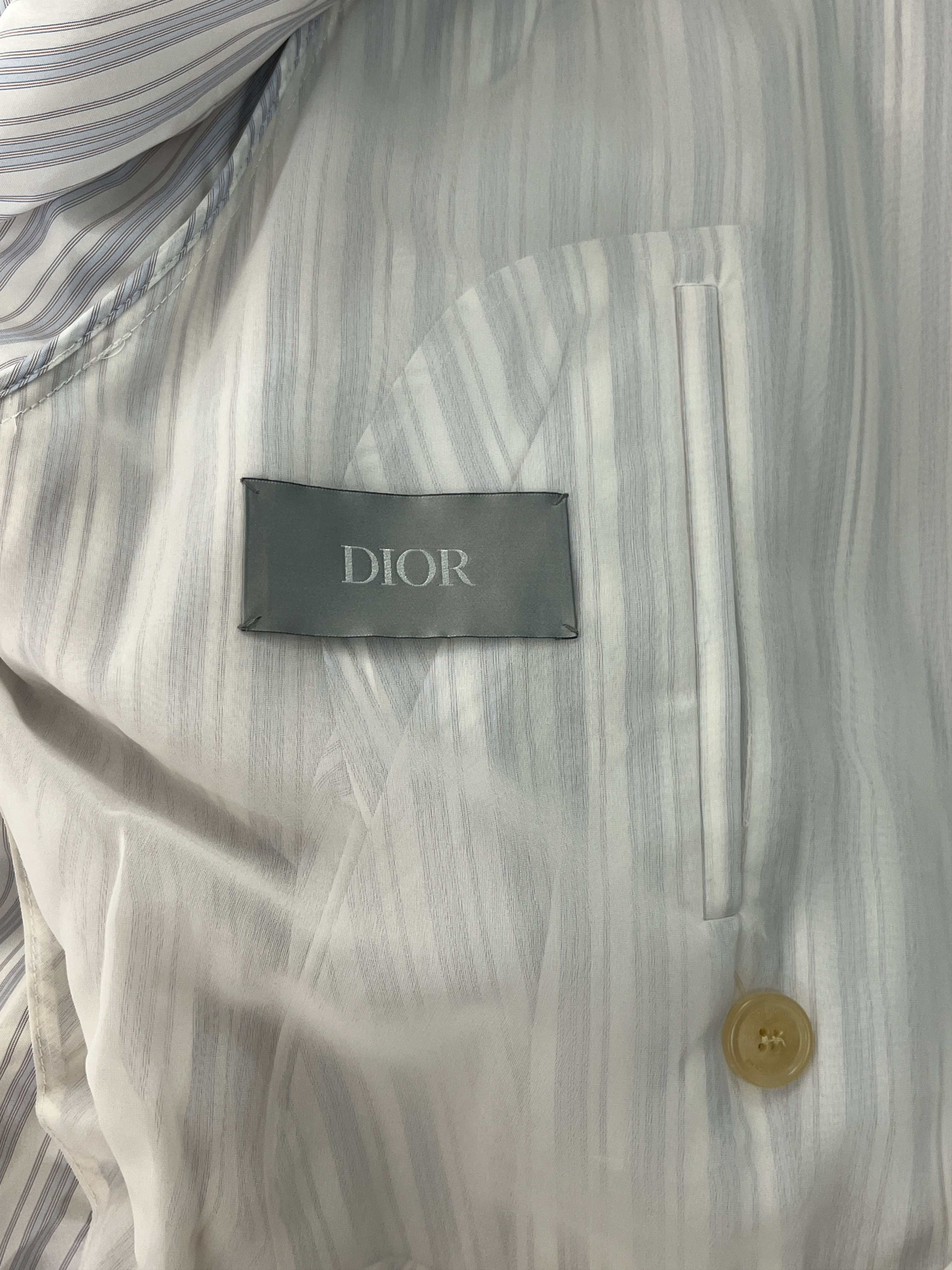 Dior Dior Homme White And Light Blue Striped Light Trench Coat Size US S / EU 44-46 / 1 - 8 Thumbnail