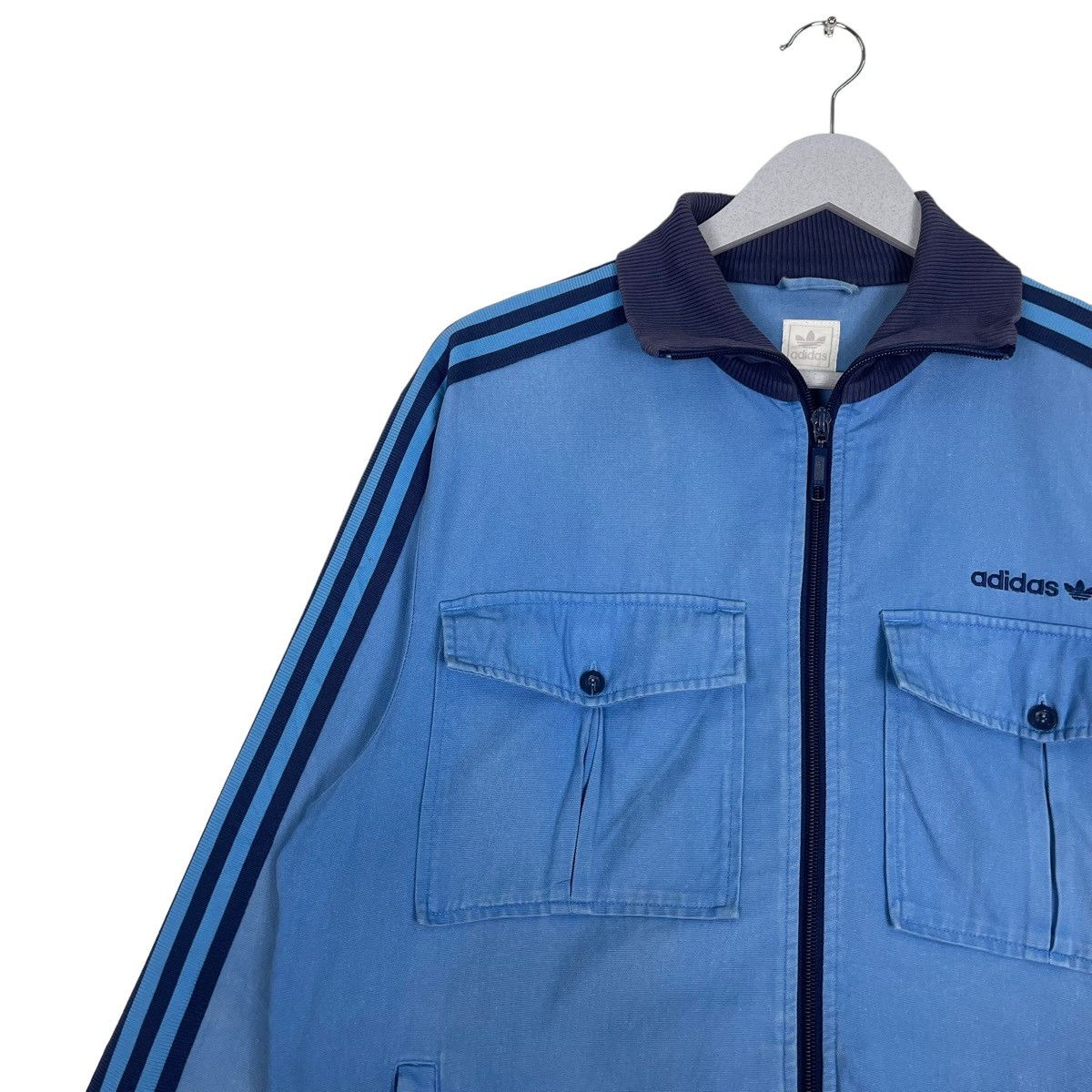 Adidas × Vintage 💥ADIDAS TRAINER BLUE STRIPE DOUBLE POCKET Size US L / EU 52-54 / 3 - 7 Thumbnail