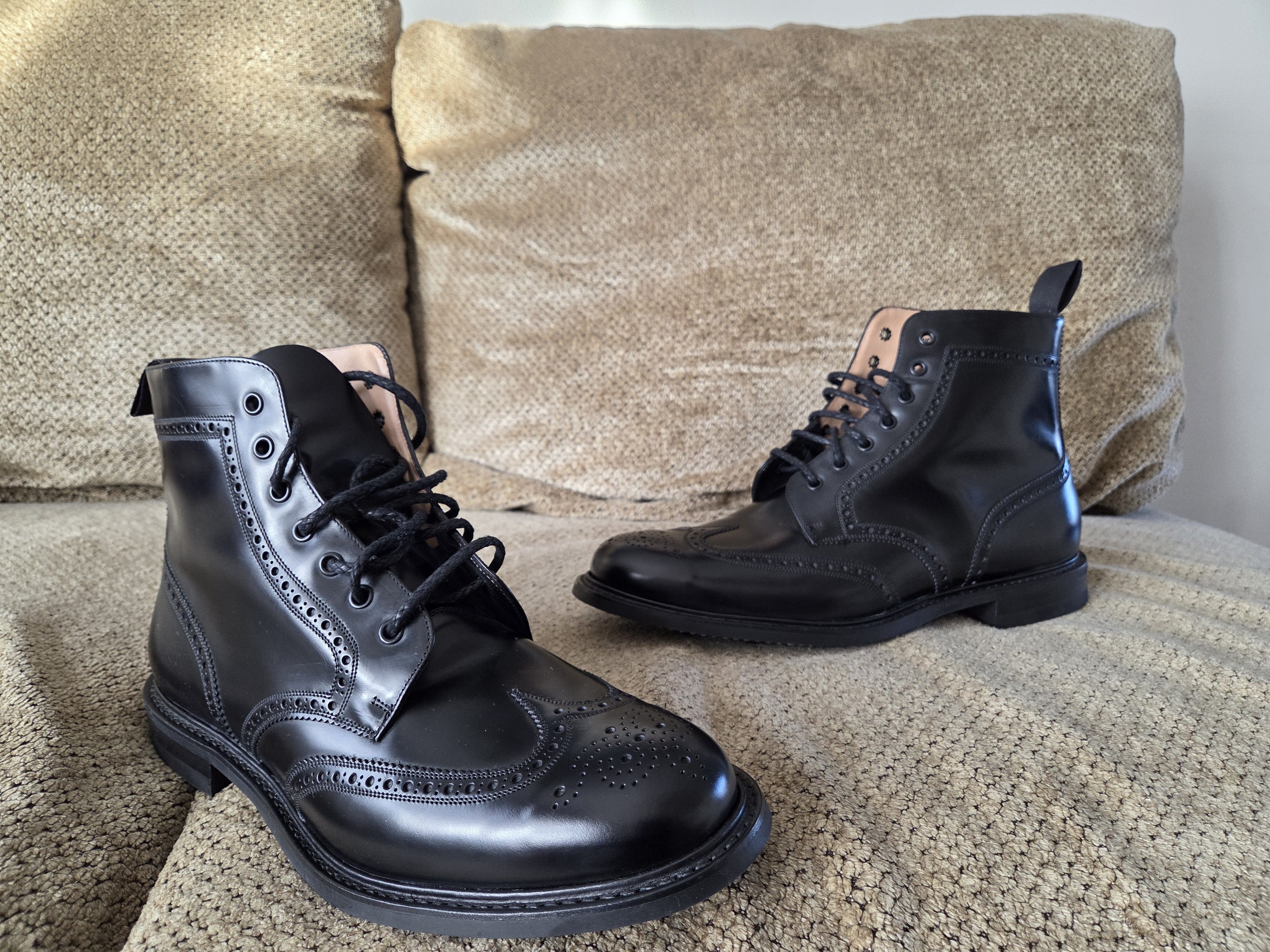 Church’s Full Brogue Leather Boots Black 12 Made in England