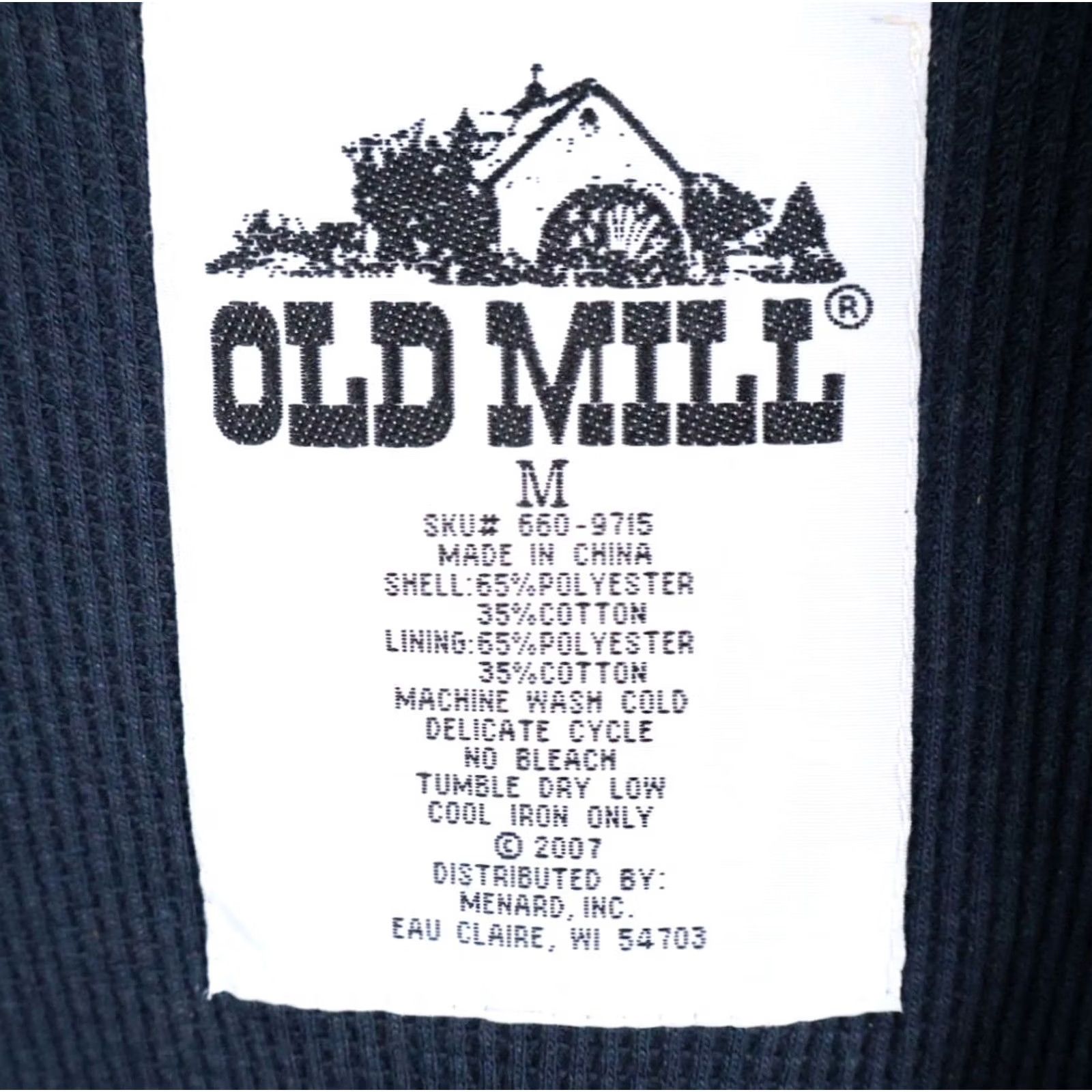 Vintage Old Mill Men's Medium Blue Thermal Lined Zip Hoodie Sweatshirt Size US M / EU 48-50 / 2 - 3 Thumbnail