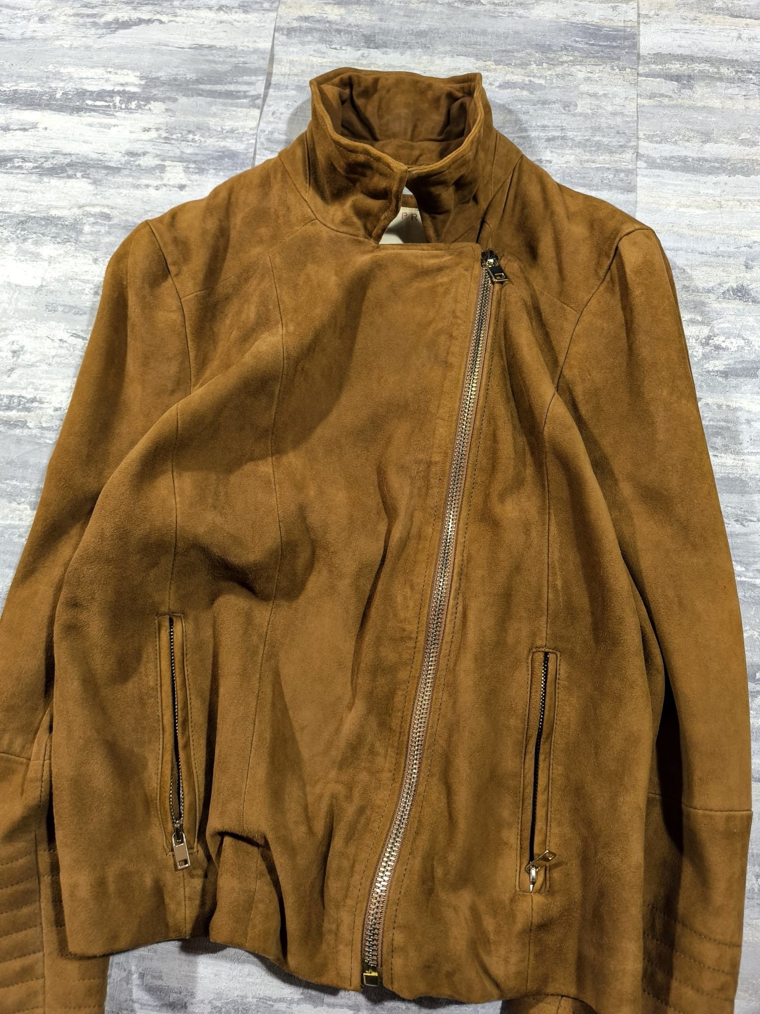 Hysteric Glamour Esprit Suede Leather Biker Avantgarde Jacket Slanted Zip Size M / US 6-8 / IT 42-44 - 3 Thumbnail