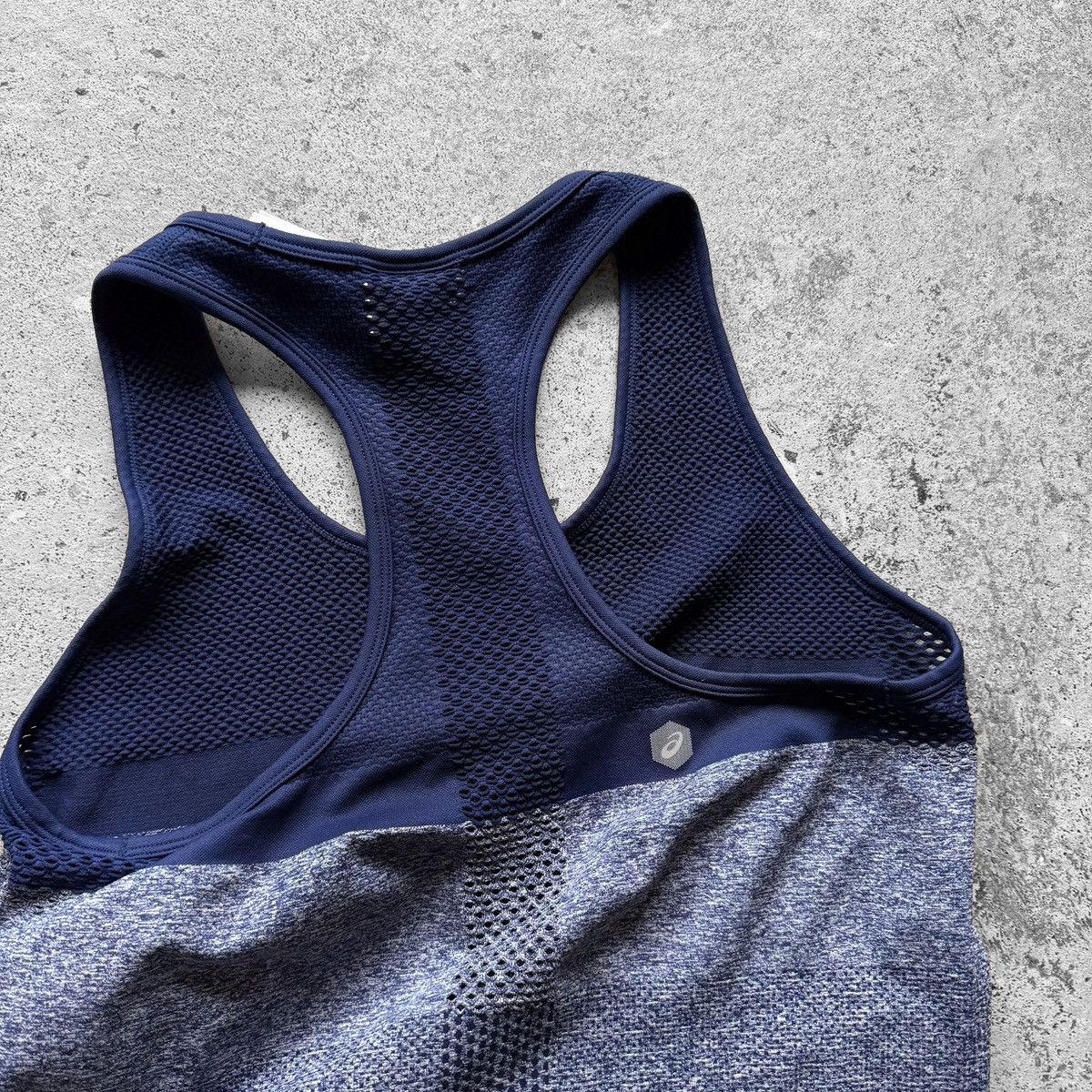 Asics Asics Womens Navy Blue & Heather Racerback Sports Tank Top Size L / US 10 / IT 46 - 4 Thumbnail